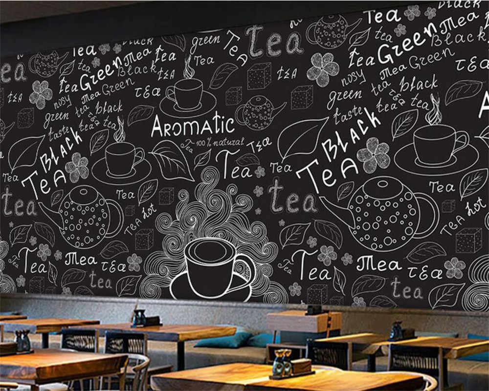 1000x800 beibehang 3D custom artwork hand draw blackboard black and white coffee shop wallpaper bar restaurant restaurant wallpaper. Wallpaper