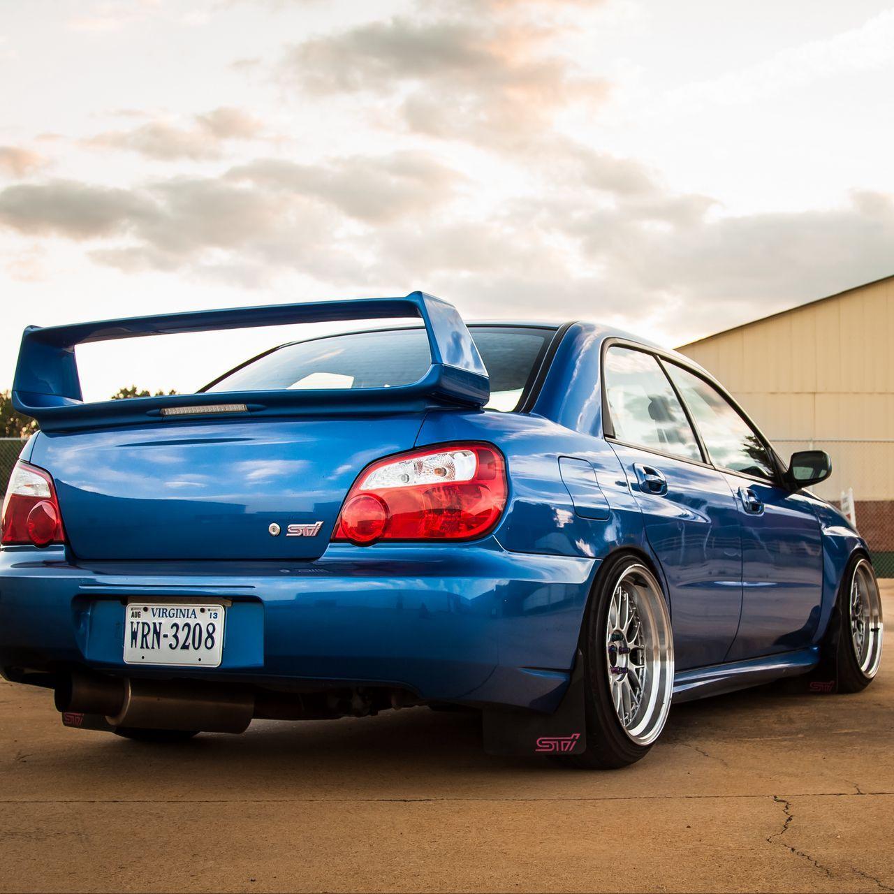 1280x1280 Download wallpaper 1280x1280 subaru, impreza, wrx, sti, blue, rear view ipad, ipad ipad mini for parallax HD background