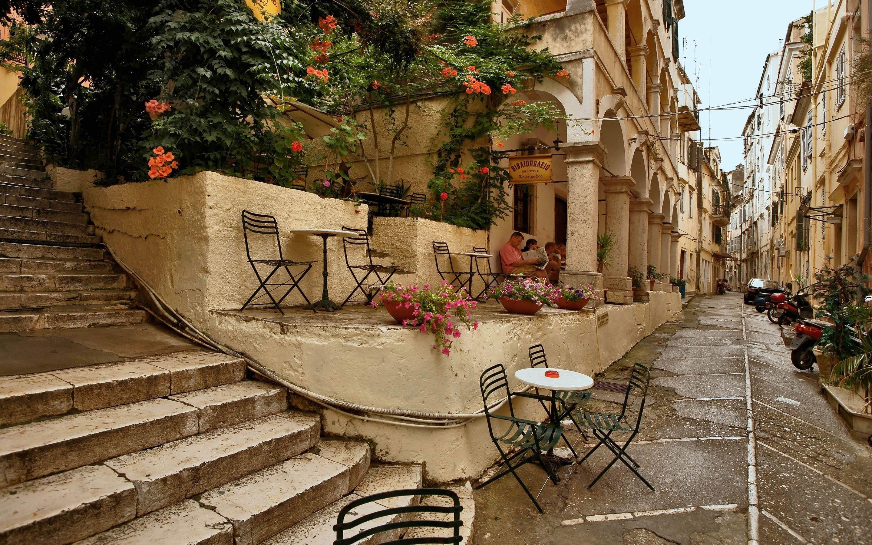 2880x1800 Street Cafe Wallpaper