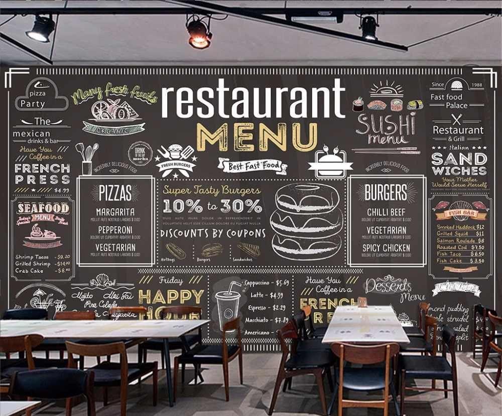 1000x829 Bacaz Vintage Menu Bill Wallpaper Mural for Coffee Cafe Restaurant Hotel Background 3D Wall Mural Wall paper Sticker. Wallpaper.. Cafe menu design, Coffee shop menu board, Coffee shop menu