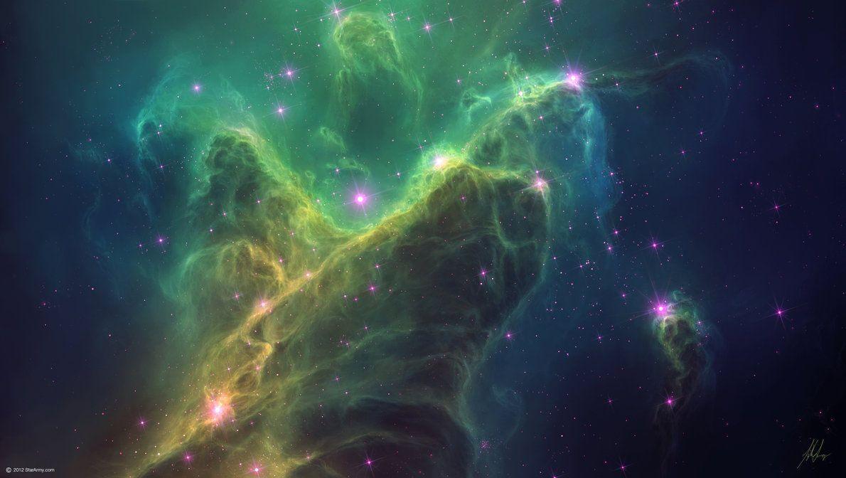 1190x672 Emerald. Outer space wallpaper, Space art, Wallpaper space