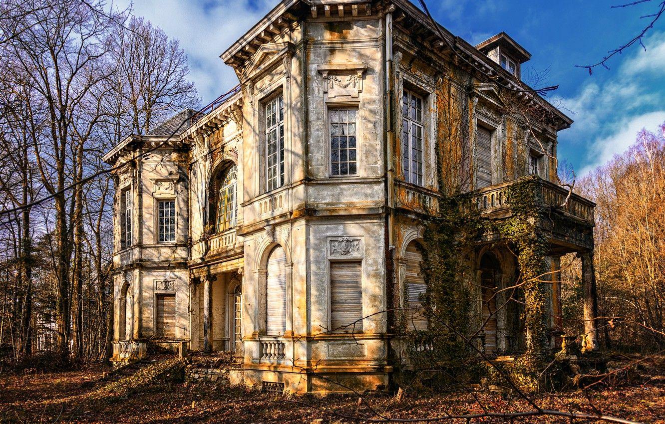 1332x850 Wallpaper forest, castle, villa, ancient, abandoned, old house image for desktop, section пейзажи