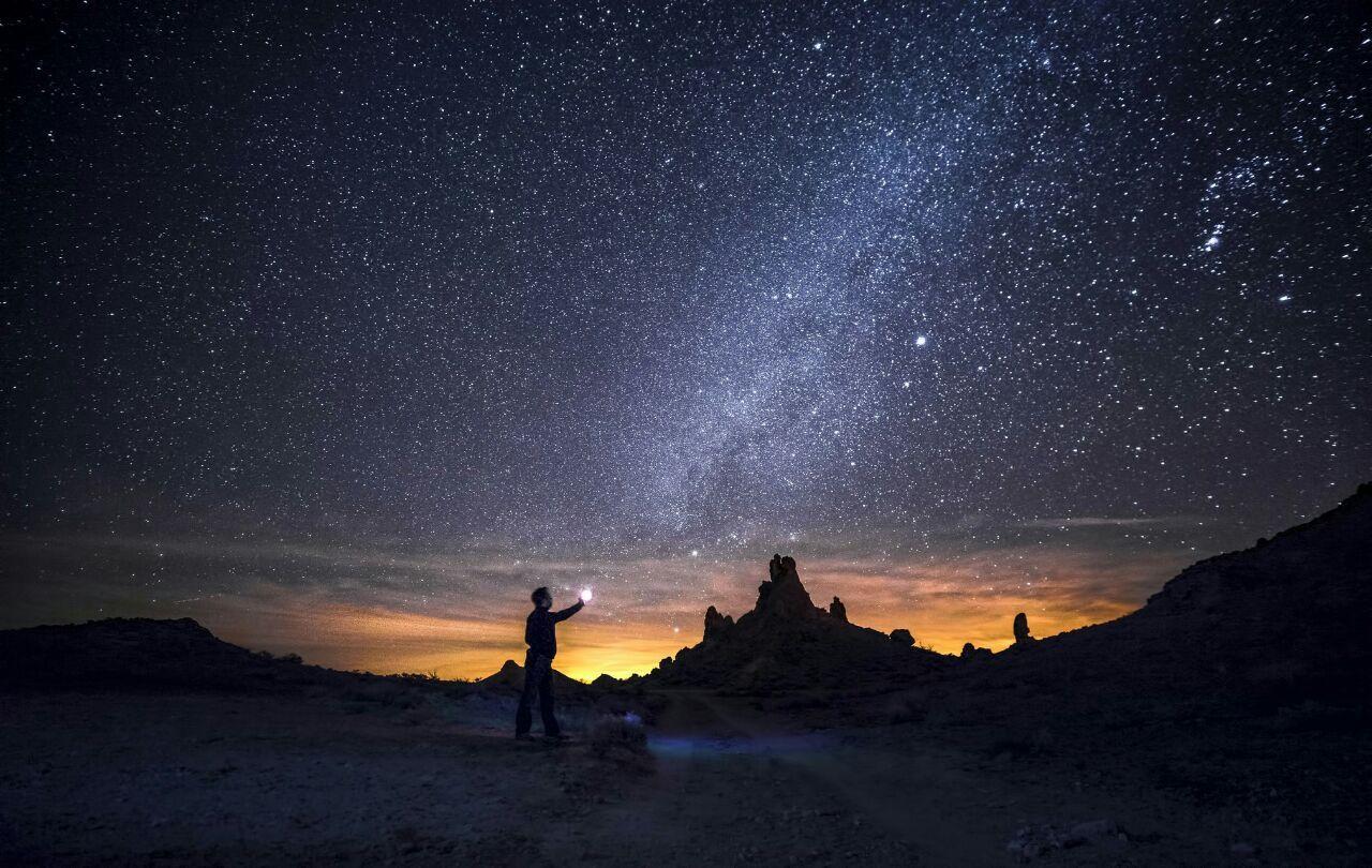 1280x810 Nature Wallpaper Stars and Glaxy man Standing alone. Sid Rehmani