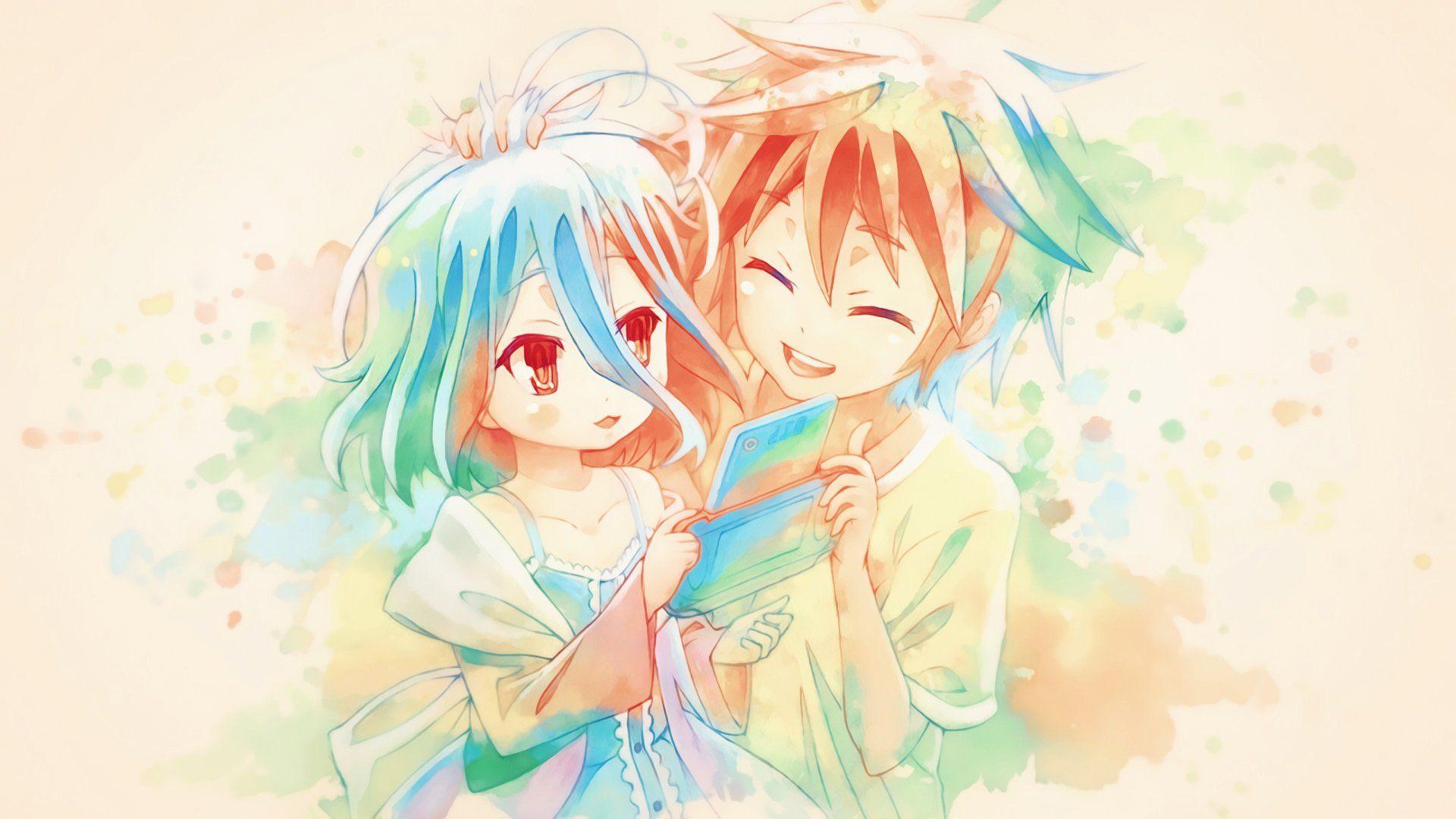 1920x1080 No game no life photohop shiro (no game no life) sora (no game no life) wallpaperx1080