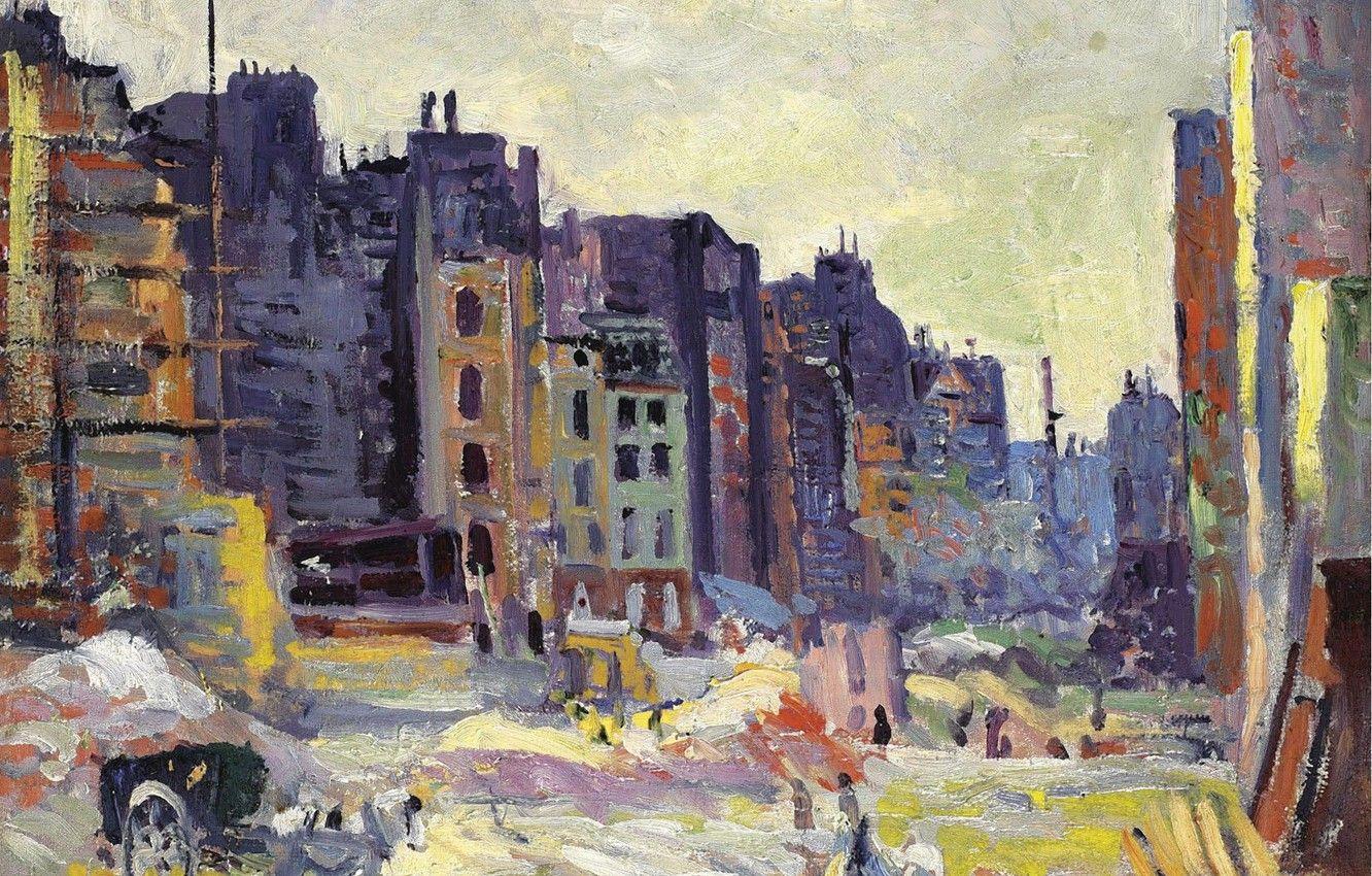1332x850 Wallpaper picture, the urban landscape, Maximilien Luce, Maximilien Luce, The excavation Work at the Street réaumur image for desktop, section живопись