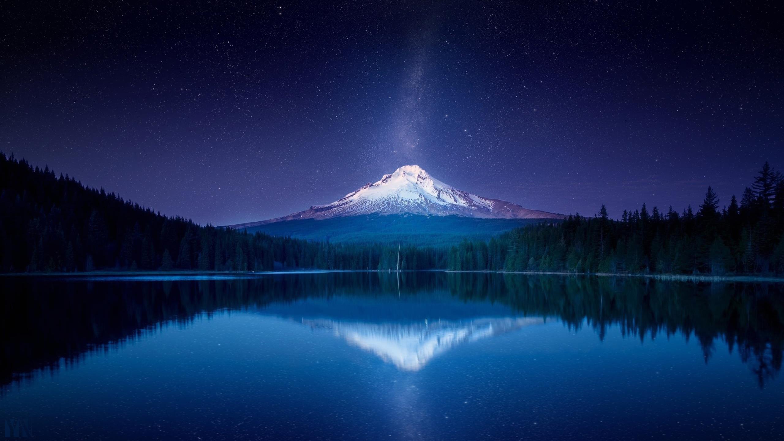 2560x1440 Milky Way Above The Snowy Mountains Nature Wallpaper. Free Computer Desktop Wallpaper