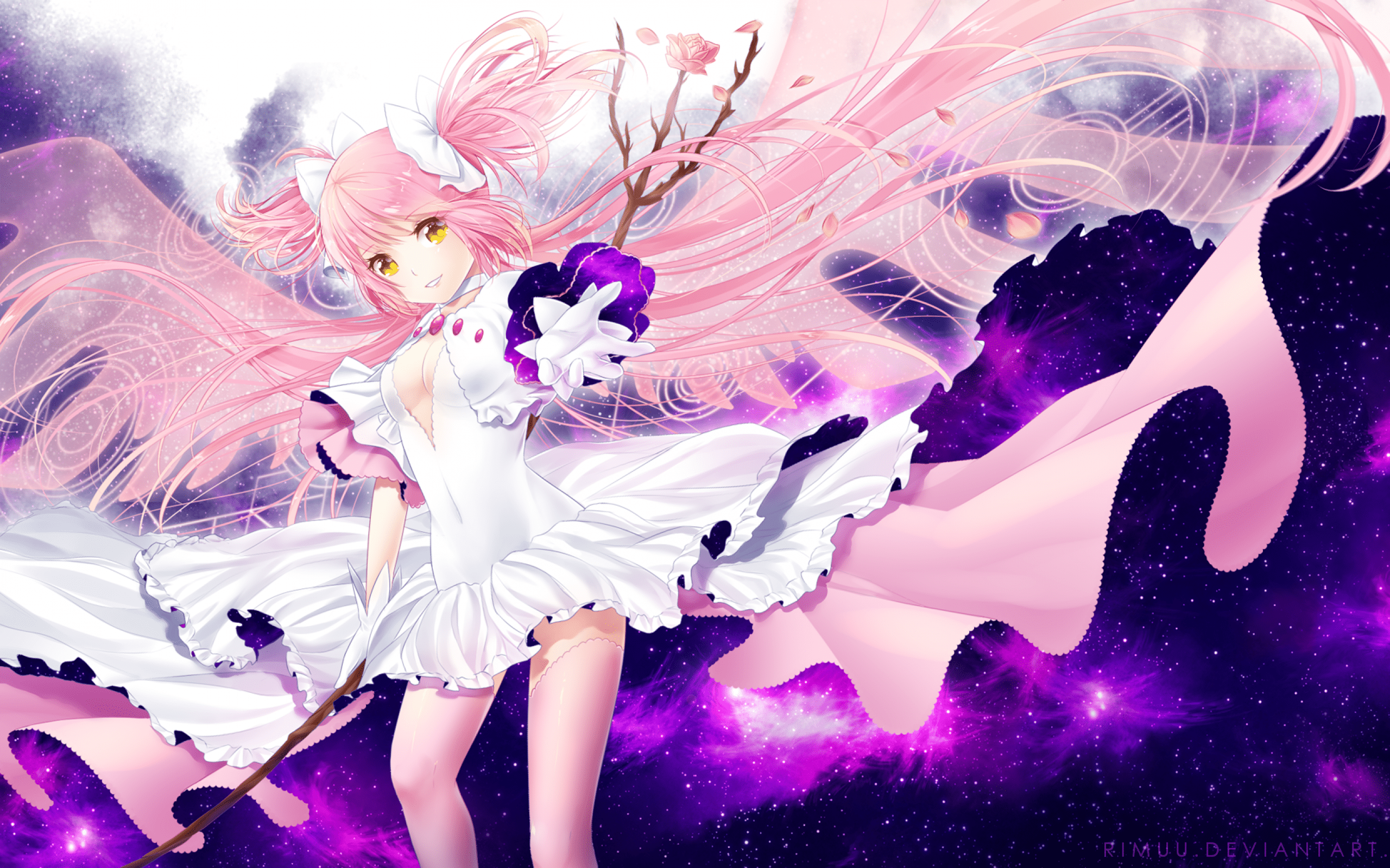 2560x1600 Download 2560x1600 Anime Girl, Pink Hair, Dress, Wings Wallpaper for MacBook Pro 13 inch