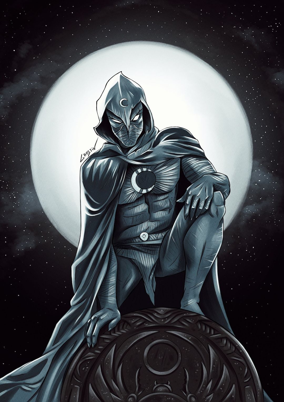 1080x1528 Print of Art, Moon Knight Marvel, A4 / Fan Art