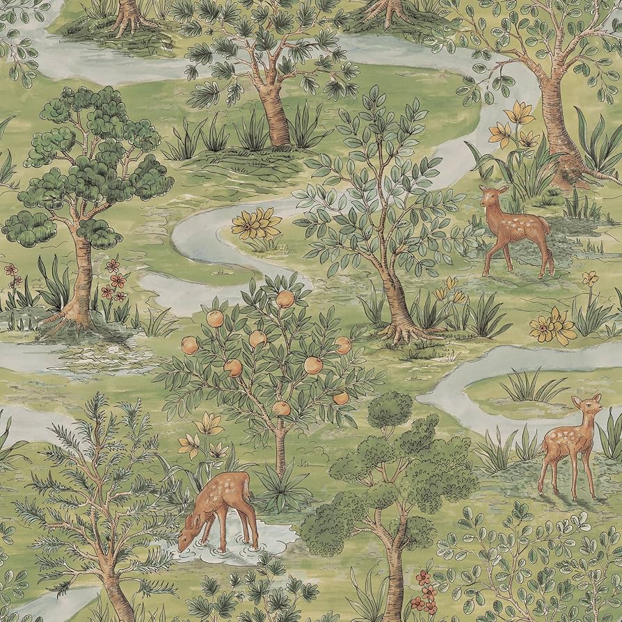 894x894 Chris Loves Julia x NuWallpaper Bramble Forest Peel and Stick Wallpaper, Forest Green Botanical Removable Contact Paper for Walls, Self Adhesive Wall Covering for Bedroom Living Room Accent Wall