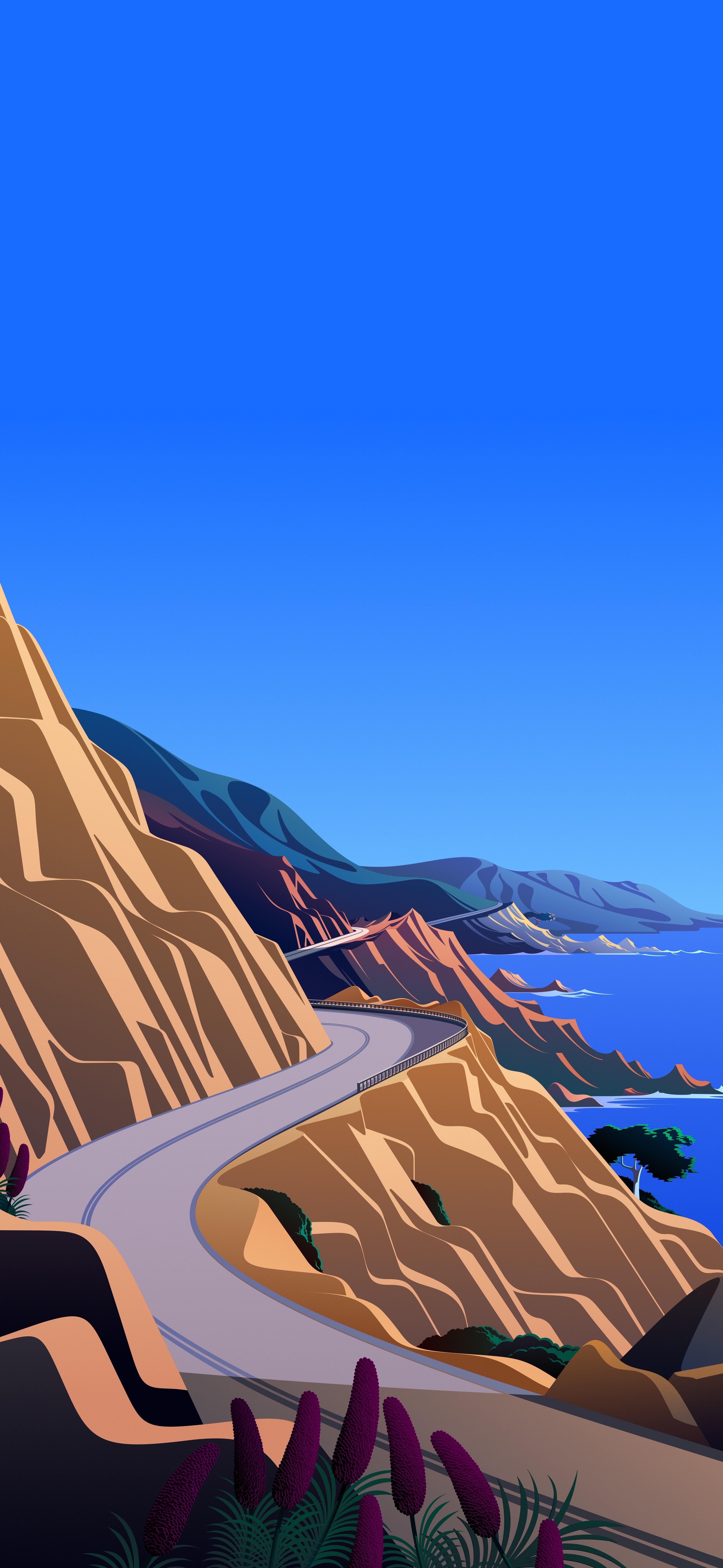 3754x8138 Cliffside road mac wallpaper with variants (iphone 15 pro)
