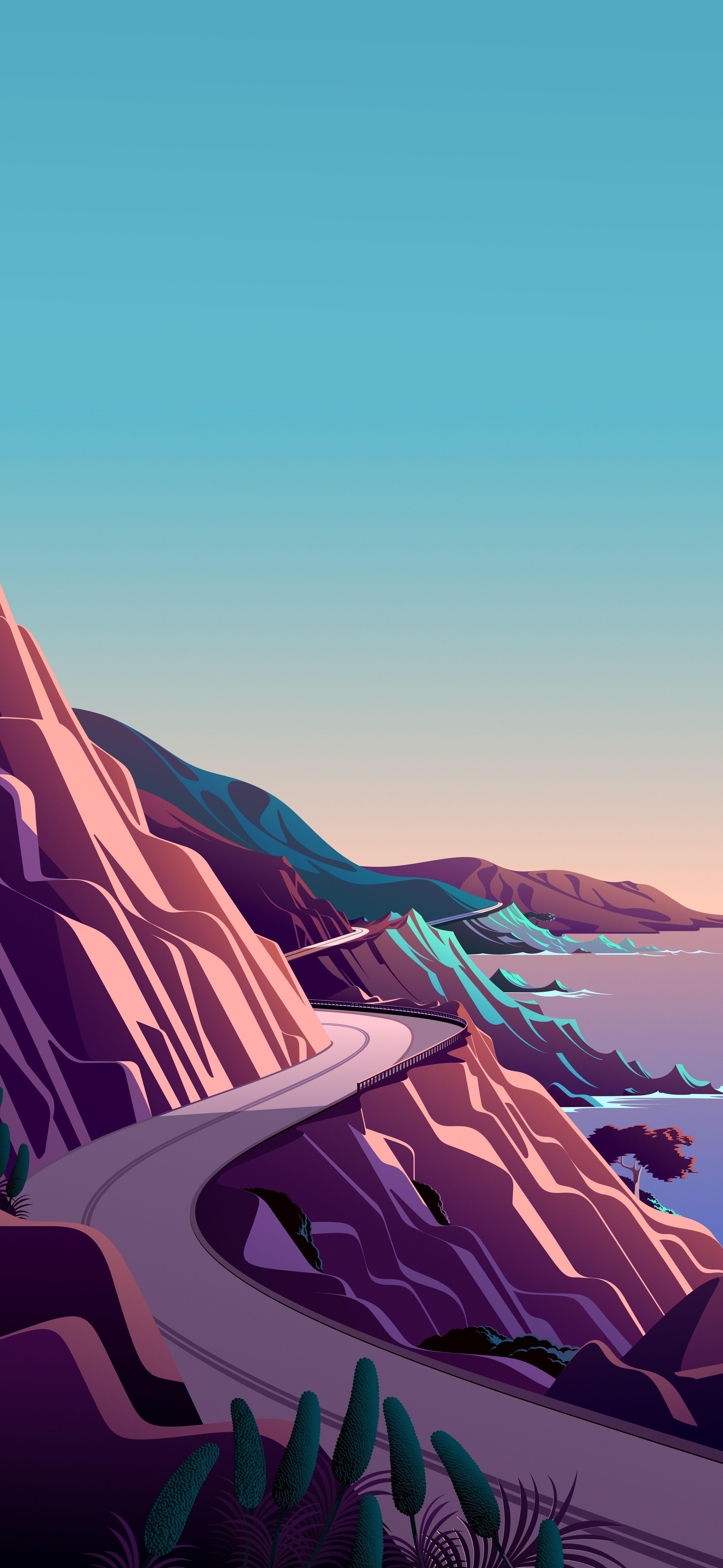 3754x8138 Cliffside road mac wallpaper with variants (iphone 15 pro)