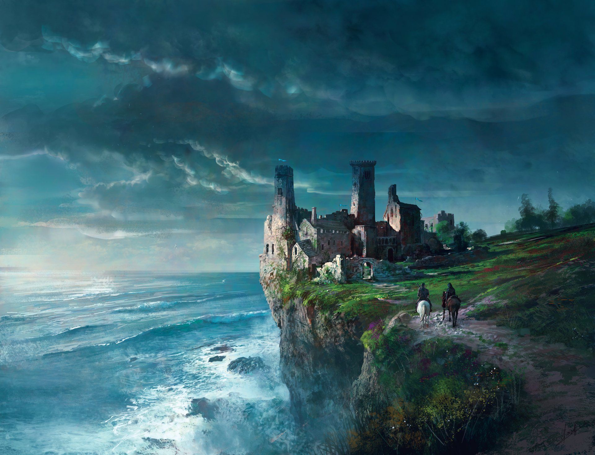 1920x1470 Majestic Cliffside Castle Fantasy HD Wallpaperx1470