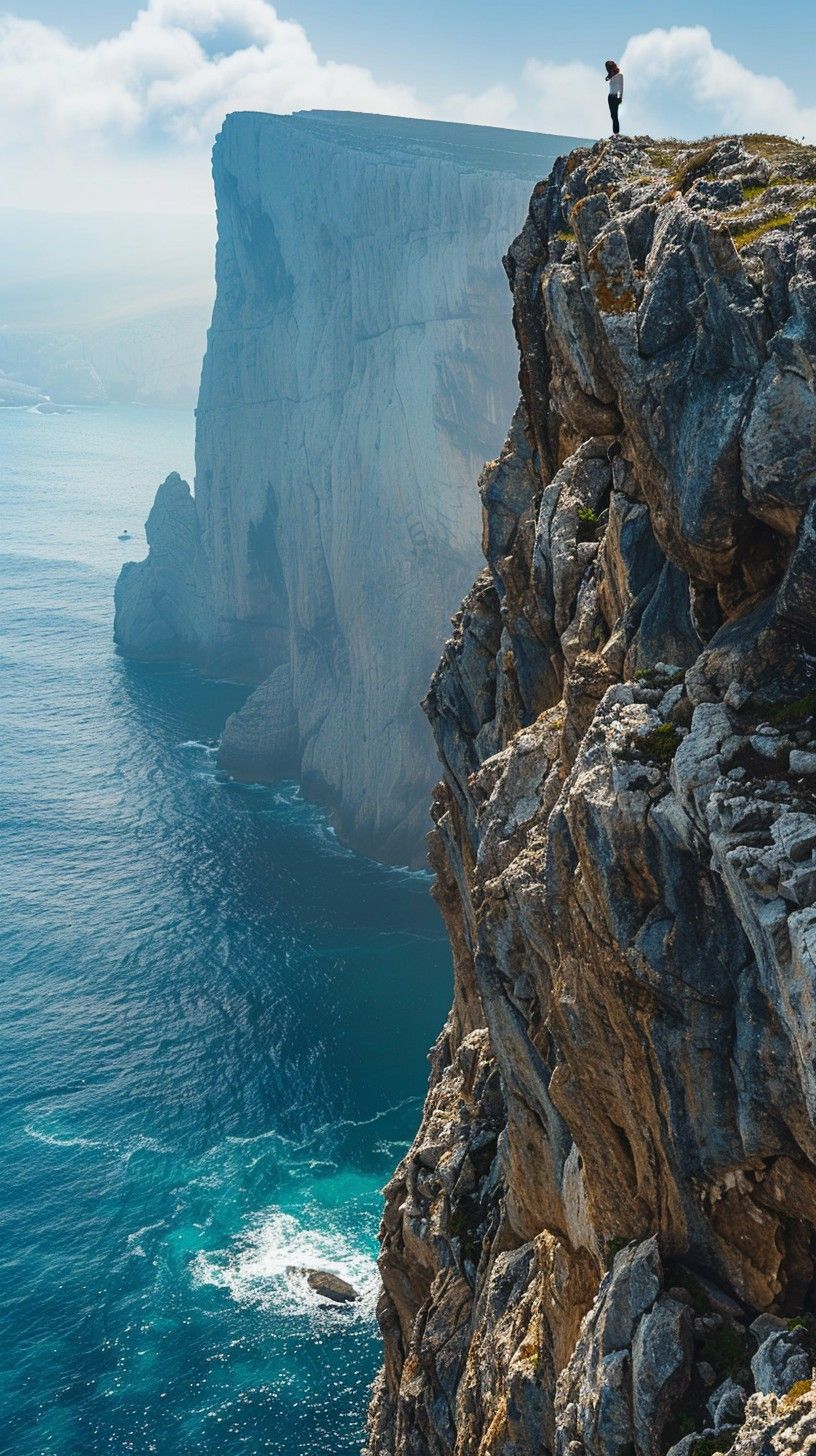 816x1456 Download Cliffside Ocean Vista Image, Cliff, Ocean