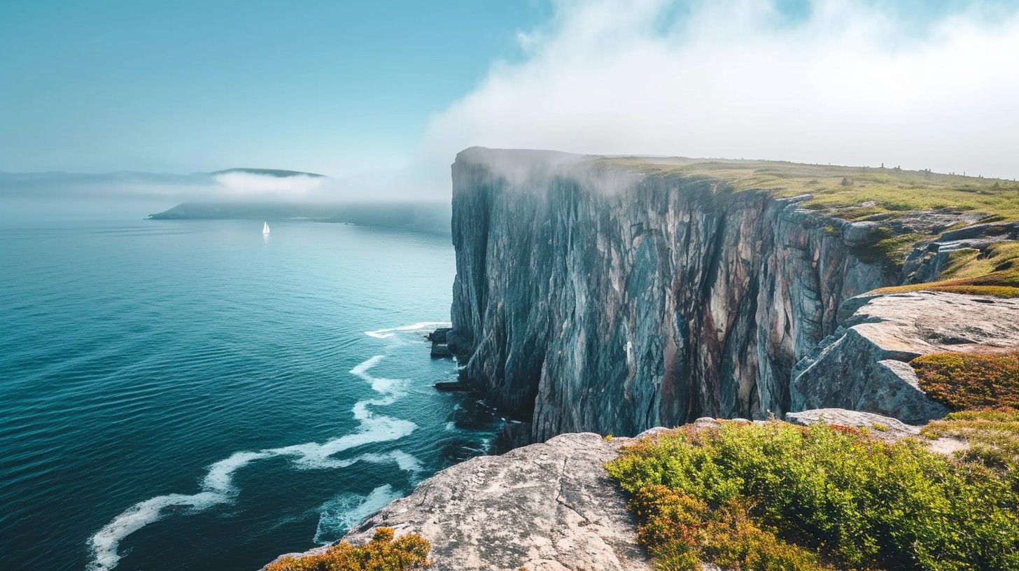 1456x816 Download Cliffside Ocean View Image, Cliffs, Serene