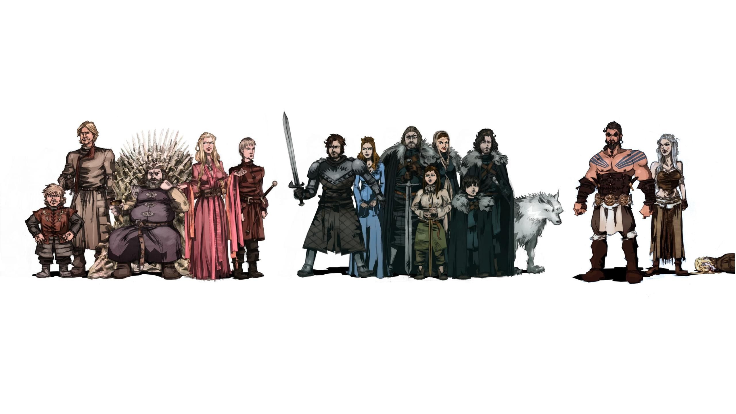 2560x1440 Desktop wallpaper: A Song Of Ice And Fire, Fantasy, Arya Stark, Jon Snow, Rickon Stark, Robb Stark, Sansa Stark 4K free download for PC. 936506
