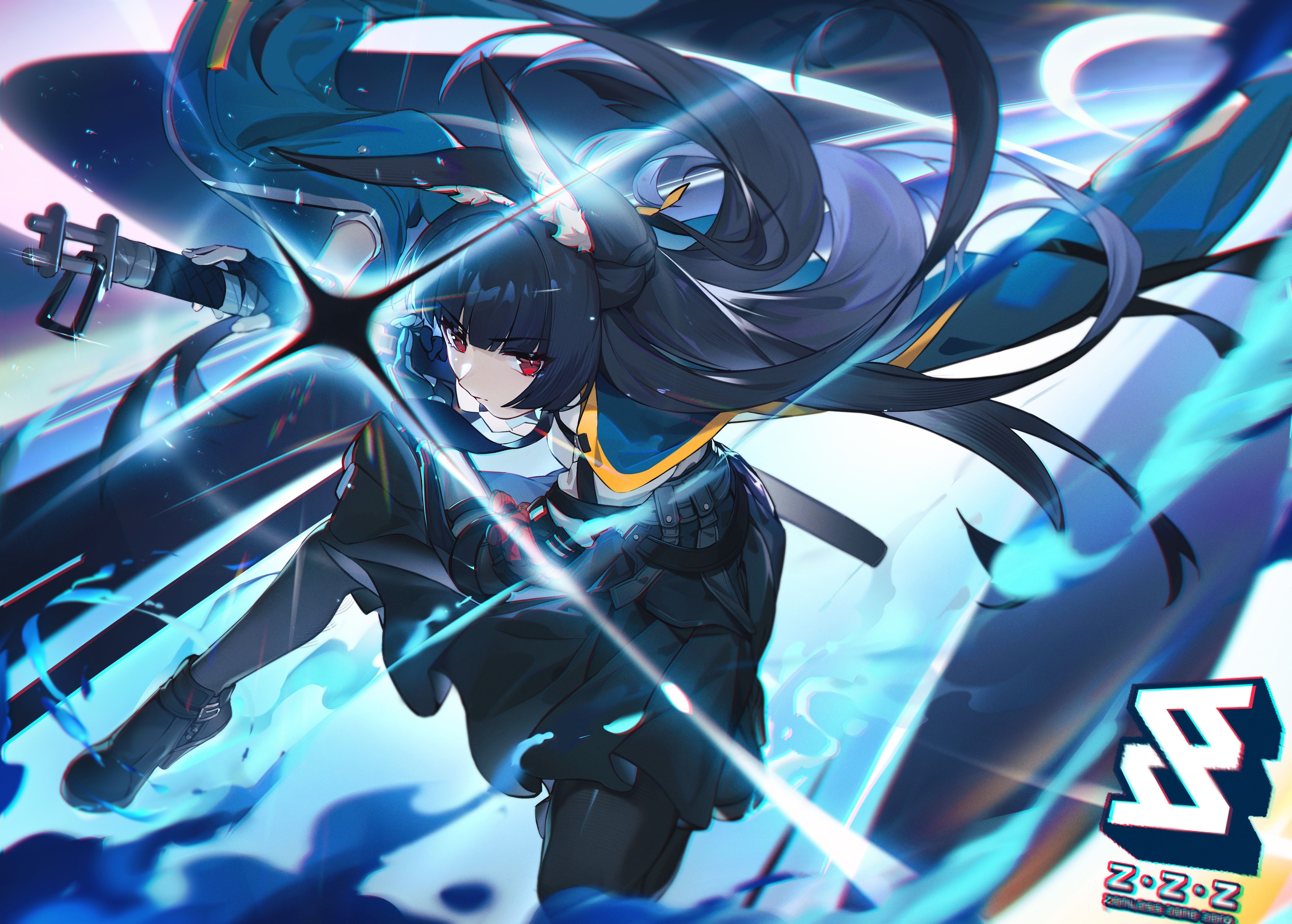 4456x3188 Wallpaper lights, Zenless Zone Zero, weapons, ears, girl, hoshimi miyabi for mobile and desktop, section игры, resolution 4456x3188