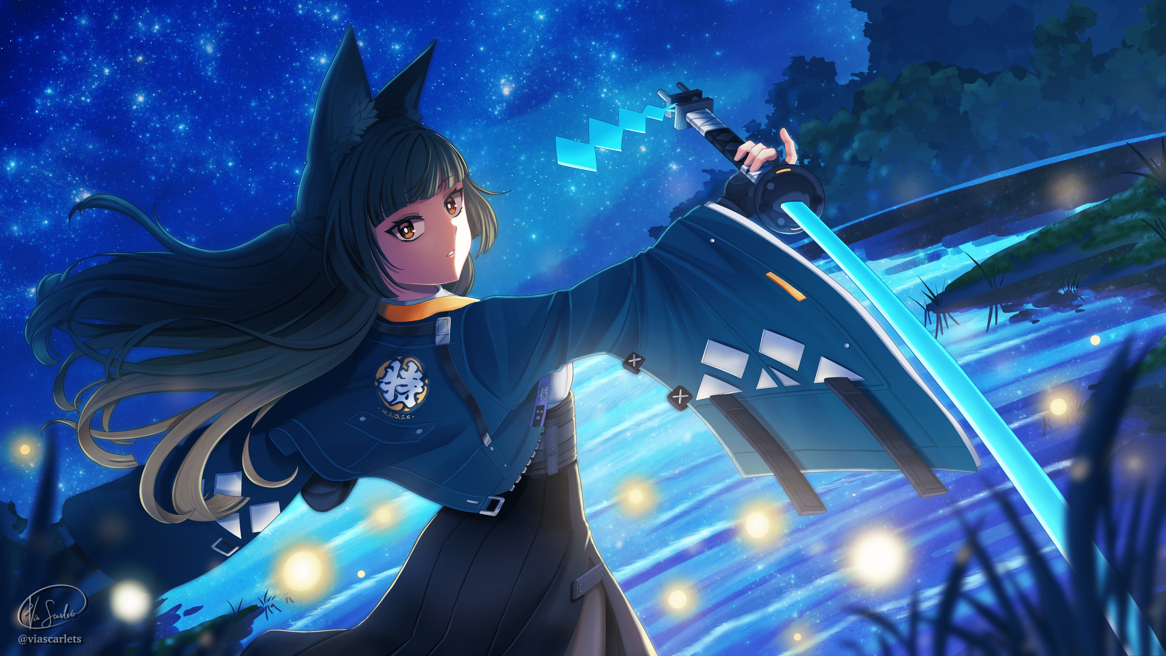 3840x2160 Hoshimi Miyabi Zone Zero Wallpaper by via.margarita Anime Image Board