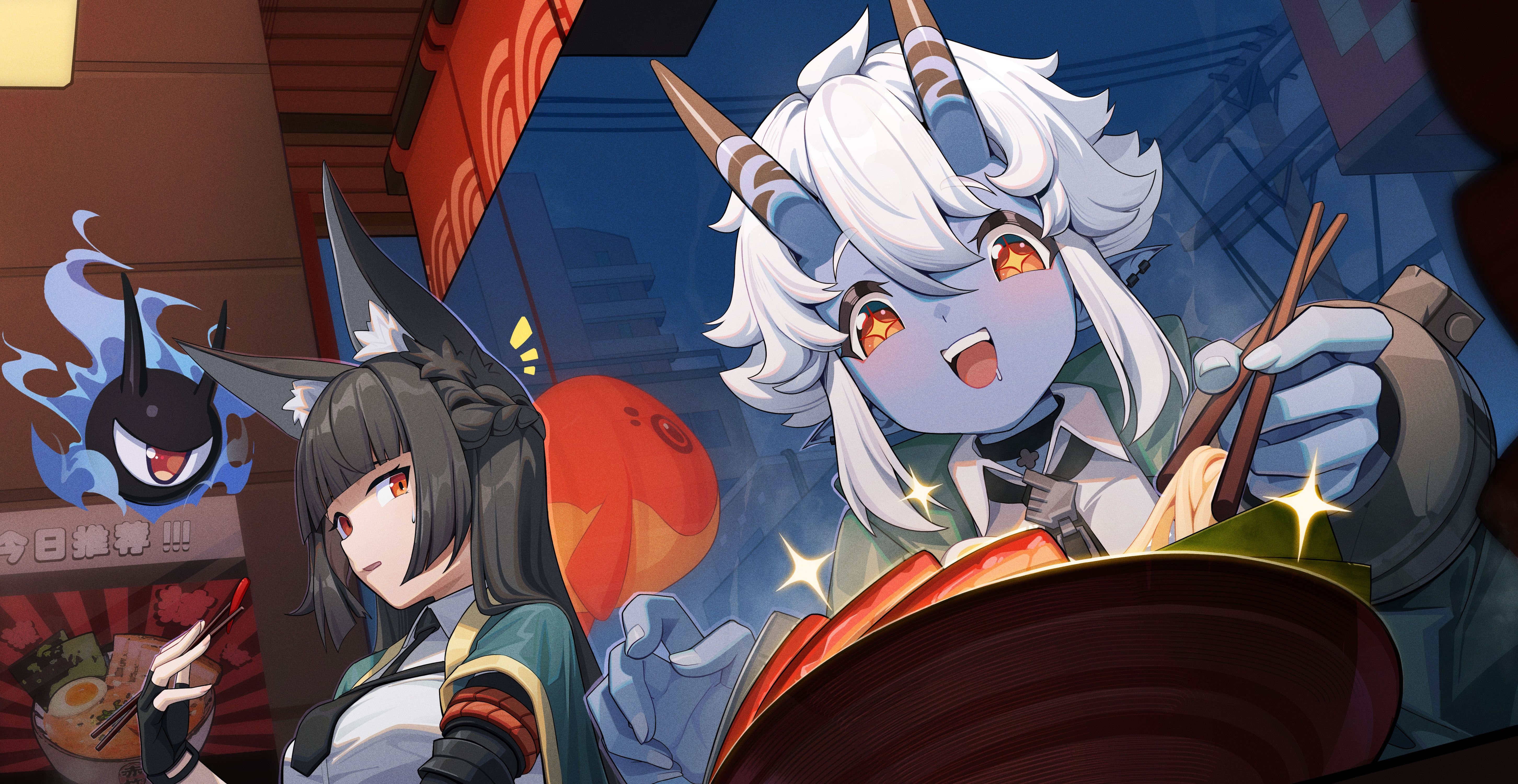 5808x3000 Wallpaper horn, Zenless Zone Zero, youkai, Fox, fantasy, soukaku, hoshimi miyabi, food for mobile and desktop, section игры, resolution 5808x3000