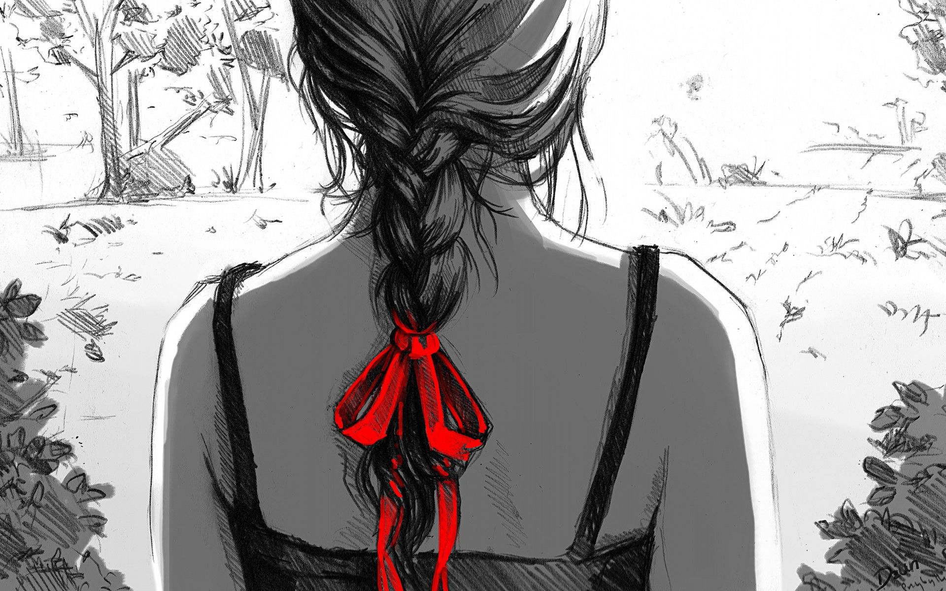 1920x1200 Girl Drawing Wallpaper HD 06914