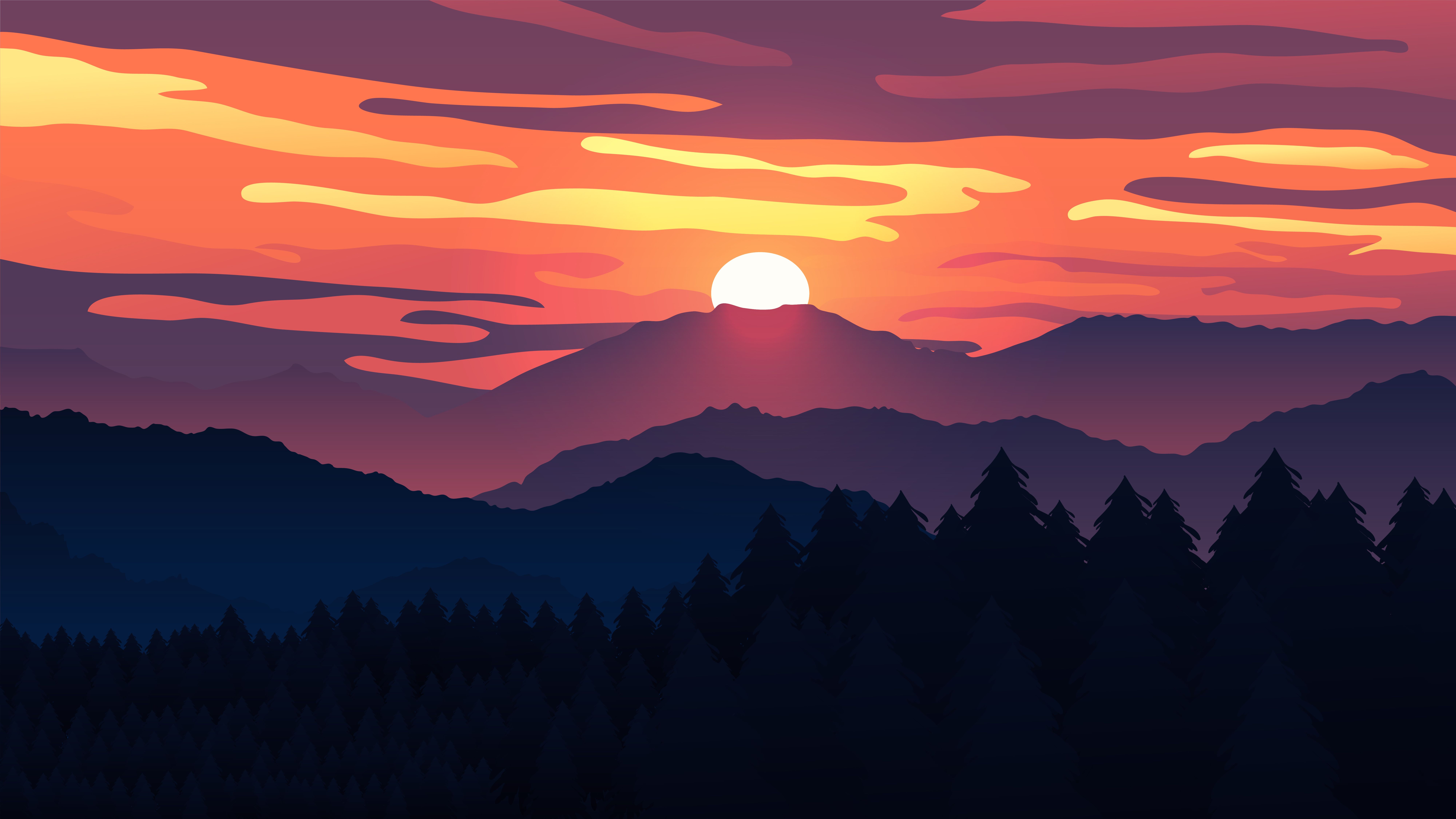8001x4501 8K Ultra HD Abstract Sunset Landscape Illustrationx4501