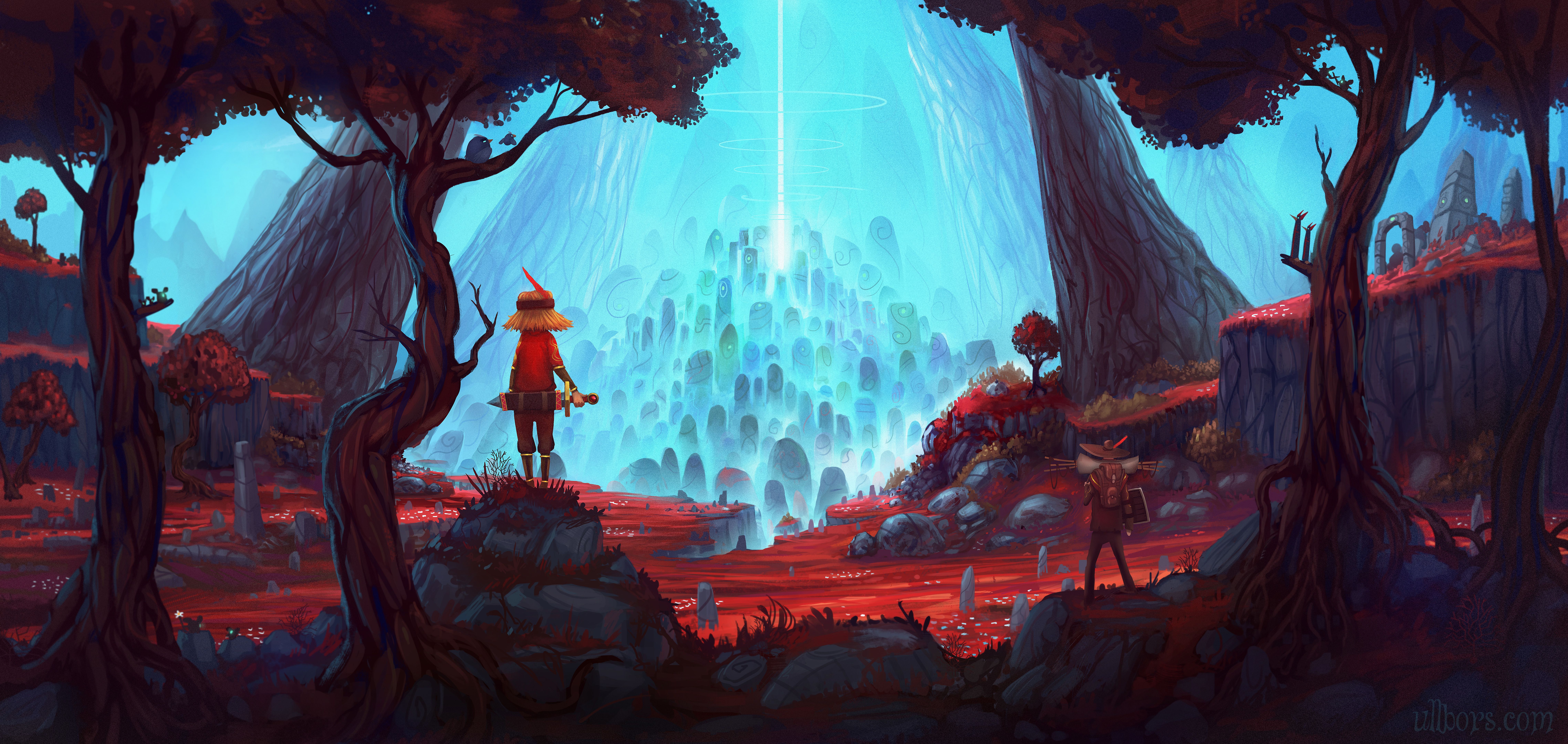 9108x4320 Fantasy Warrior: A Stunning 8K Ultra HD Landscape Adventure