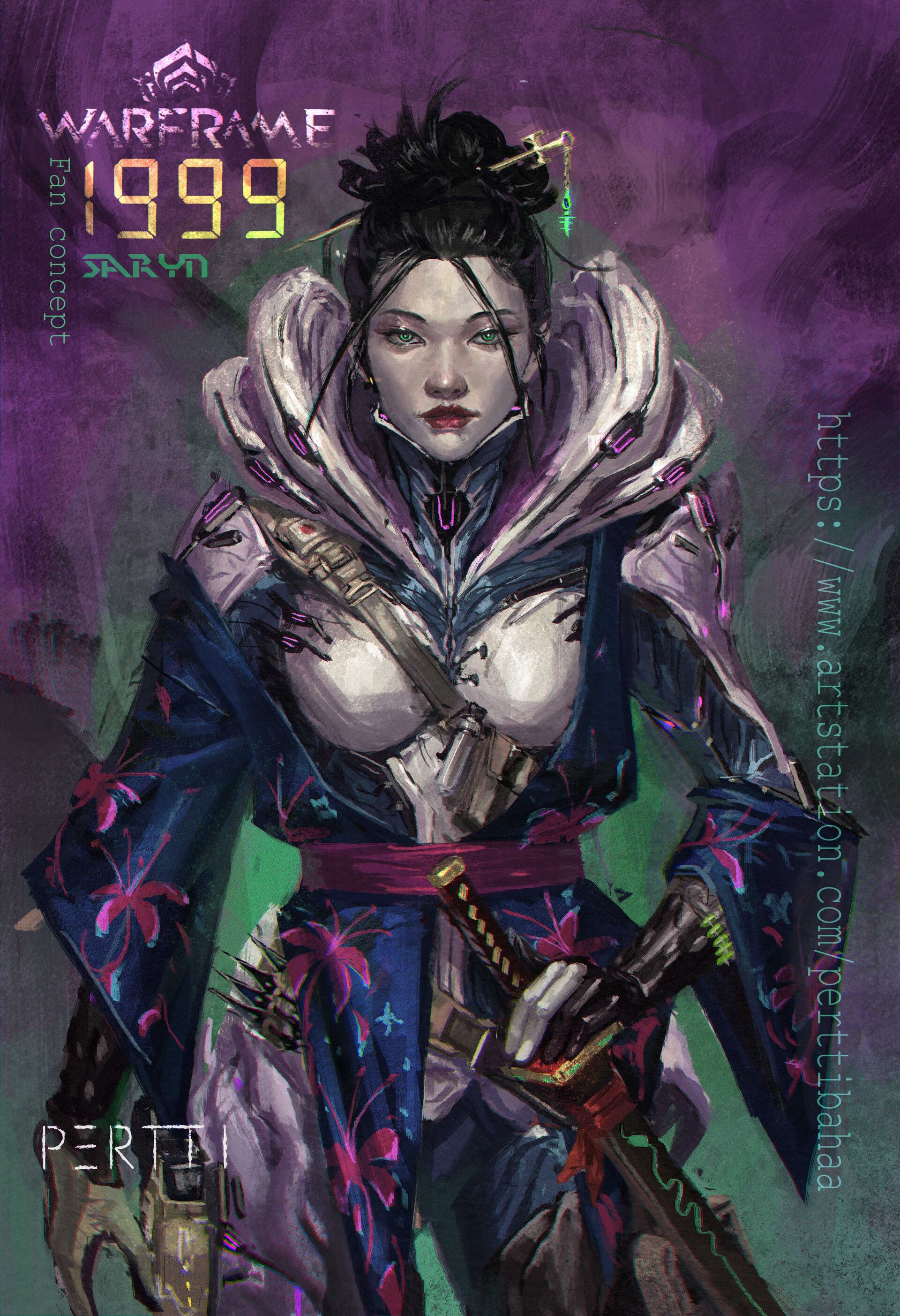 1920x2806 Proto Saryn, Wisp and Ash Warframe 1999 fan art