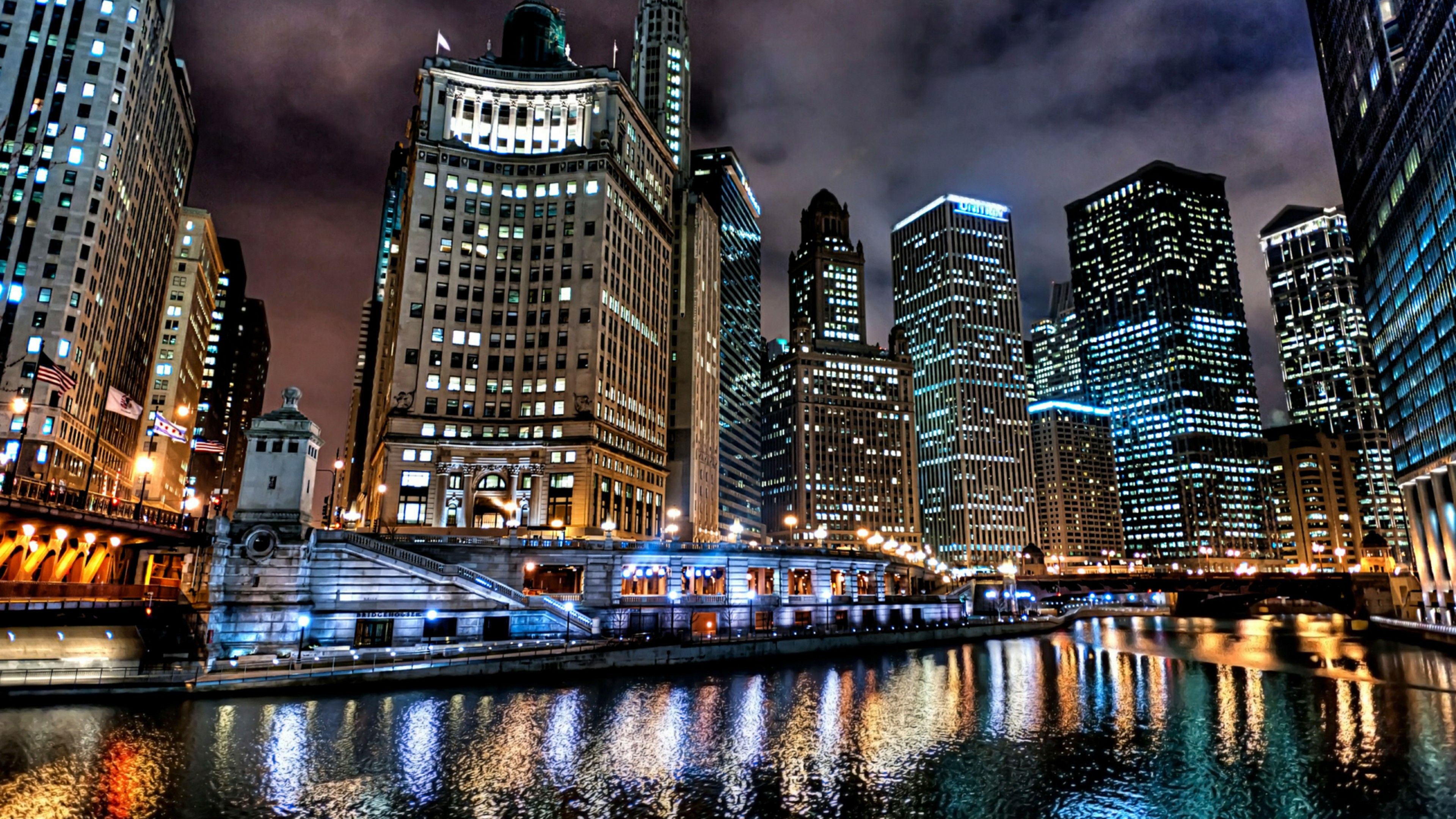 3840x2160 Chicago skyline at night