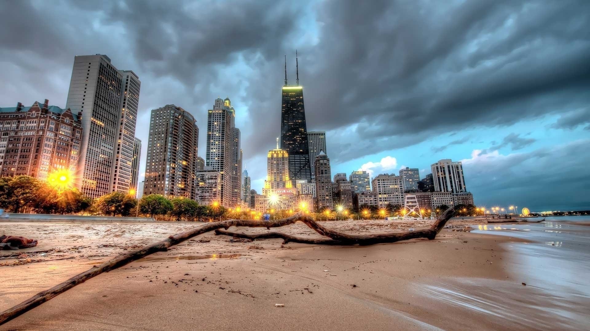 1920x1080 chicago, skyscraper, beach Wallpaper, HD City 4K Wallpaper, Image and Background
