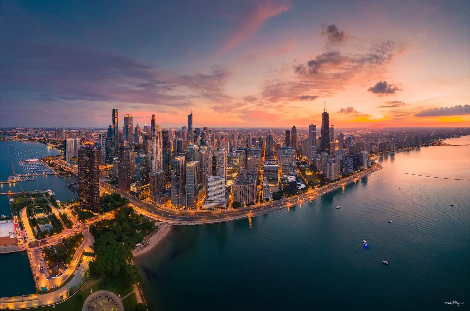 1828x1210 Aerial Chicago Wall Art. BIG Wall Décor