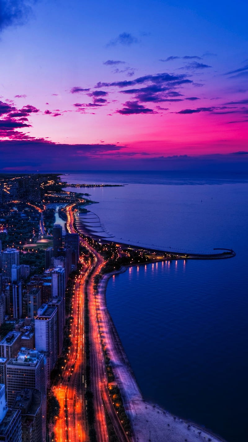 800x1422 City of Chicago, night, HD phone wallpaper