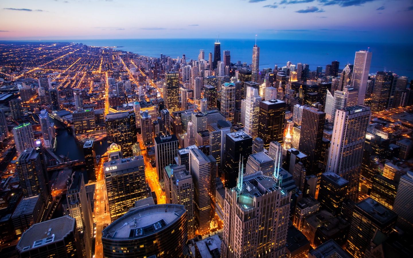 1440x900 Chicago Skyscrapers, Night, USA 4K UHD Wallpaper for UltraHD Desktop and TV : Smartphone and Tablet Devices
