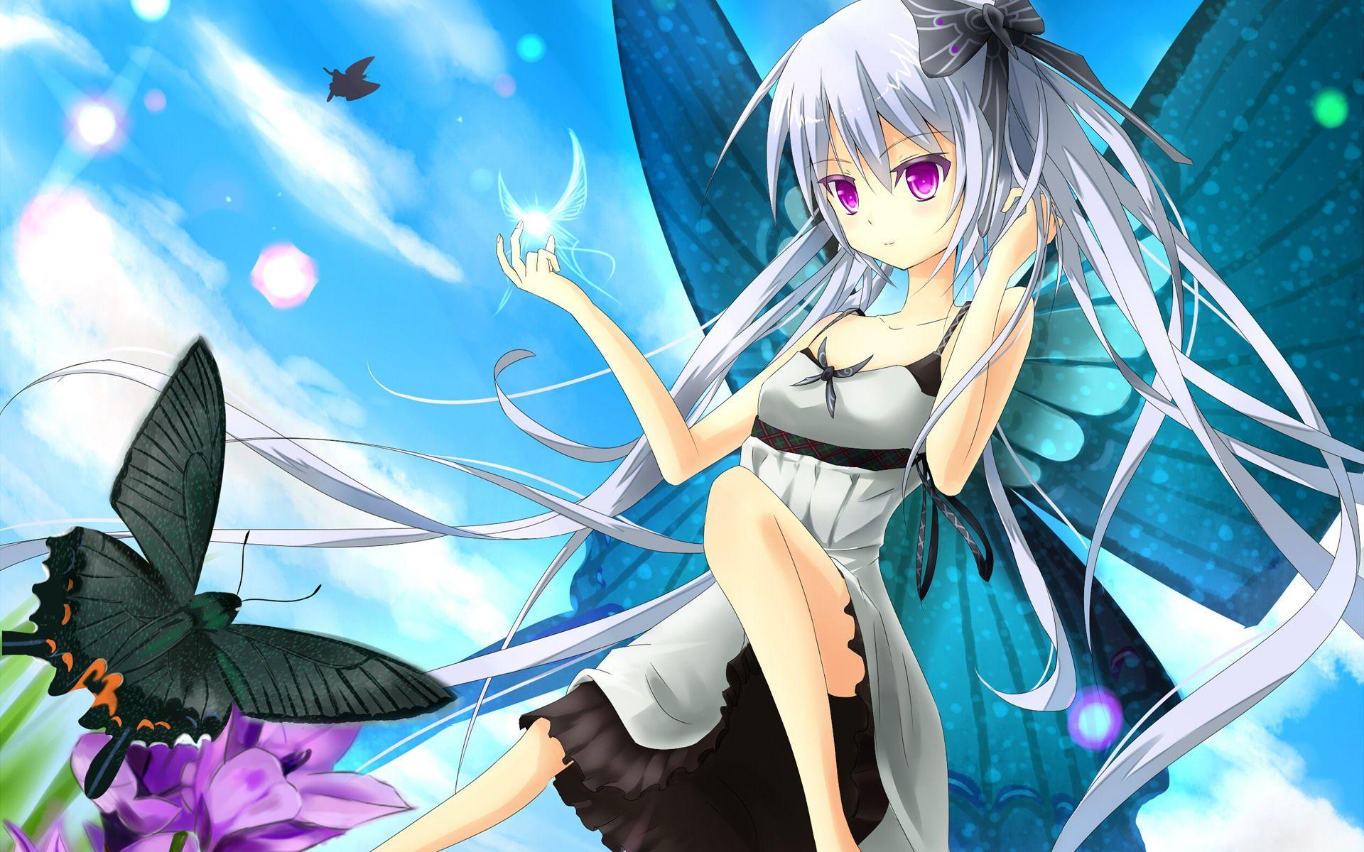 1920x1200 Anime Girl Butterfly Wings .