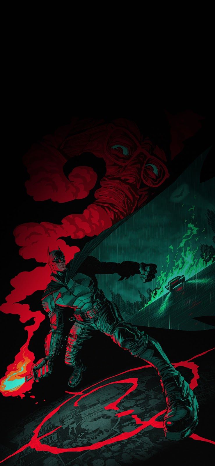 739x1600 amoled Batman art Mobile Walls