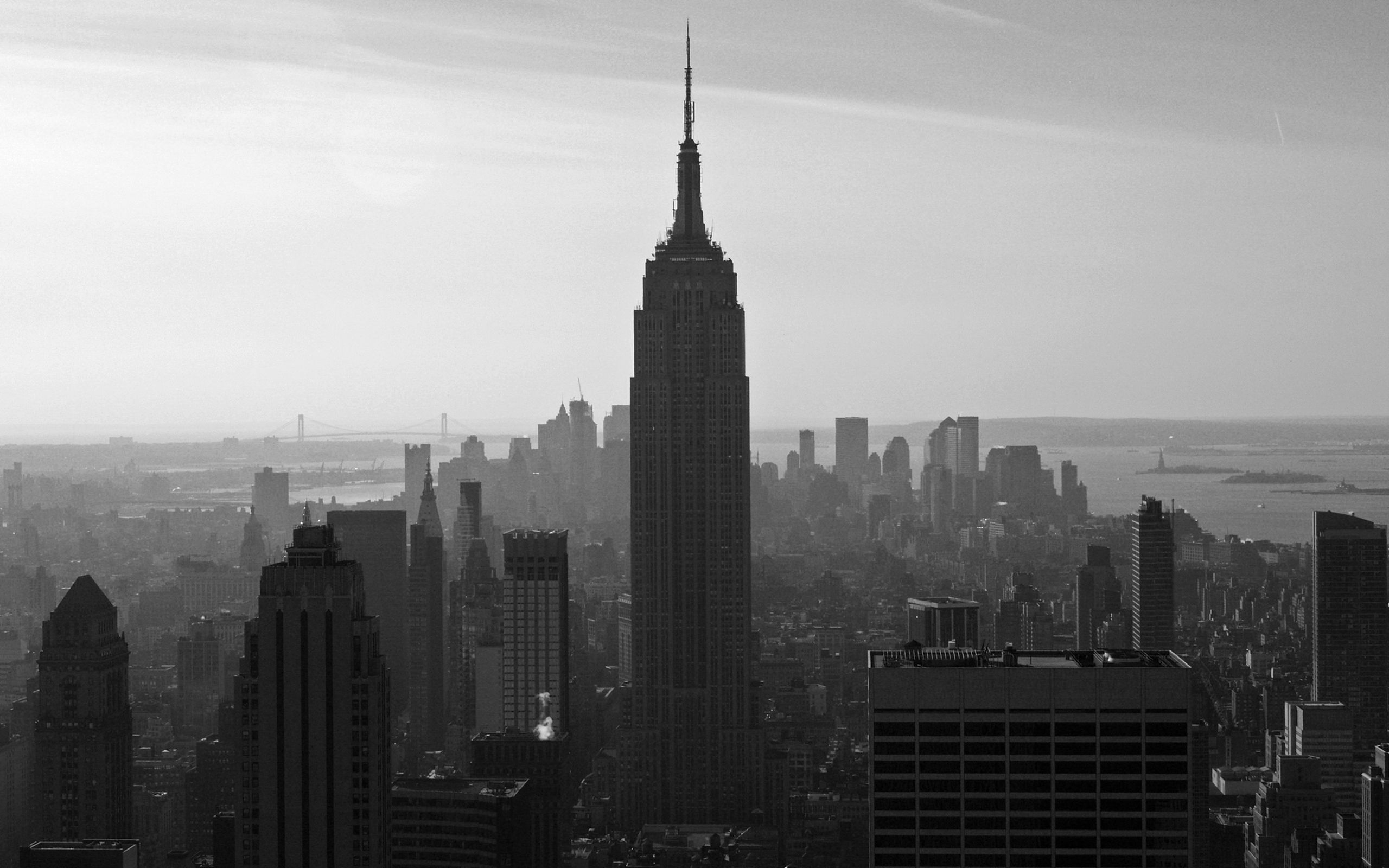 2560x1600 Desktop wallpaper: New York, City, Black & White, Empire State Building, Man Made, Building, Cities 4K free download for PC. 159424