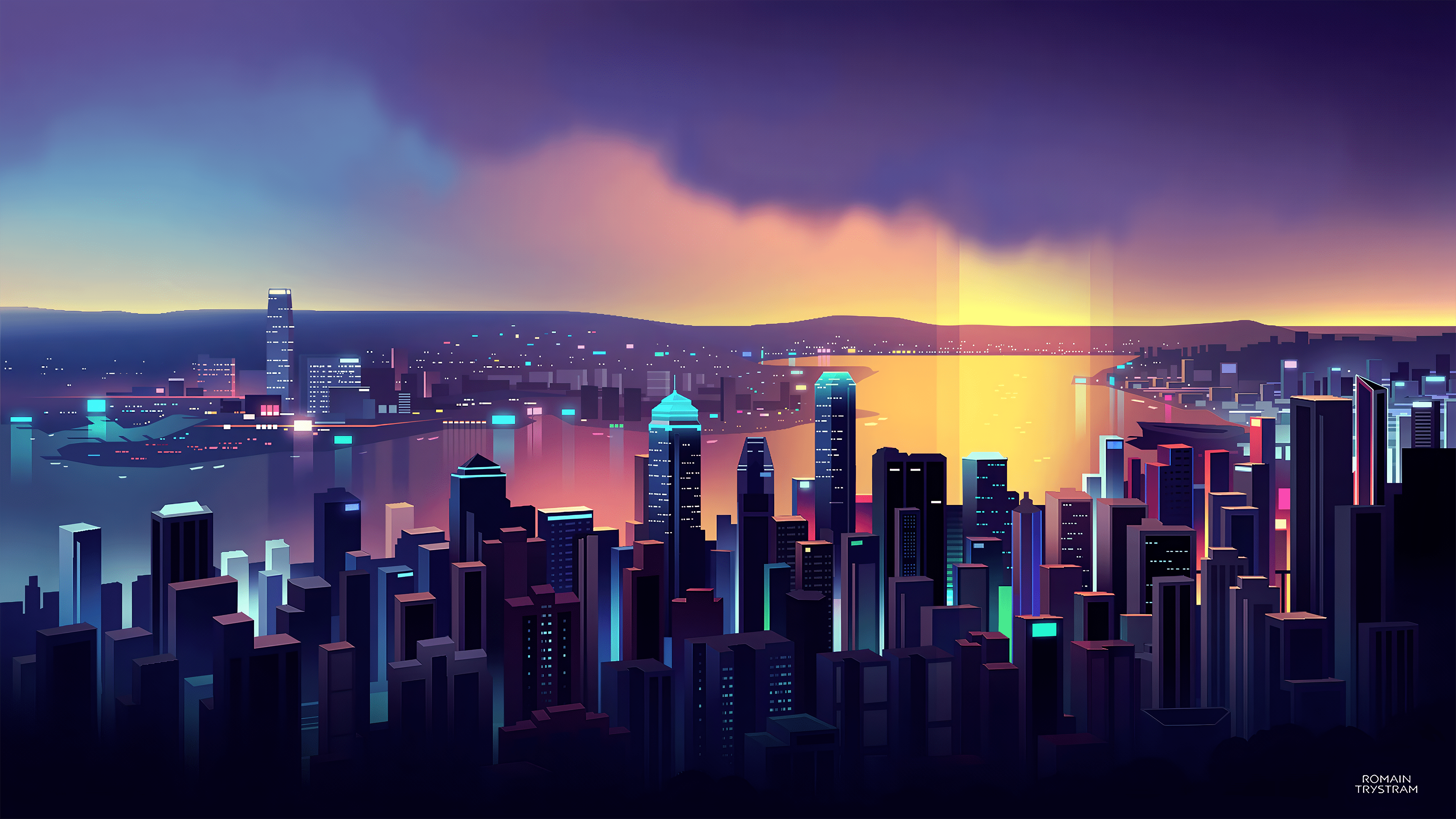 3840x2160 Minimalist City (8k link in comments)