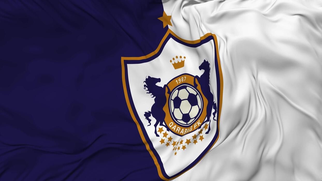 1244x700 Qarabag Futbol Klubu, Qarabag FK Flag Seamless Looping Background, Looped Cloth Waving Slow Motion, 3D Rendering