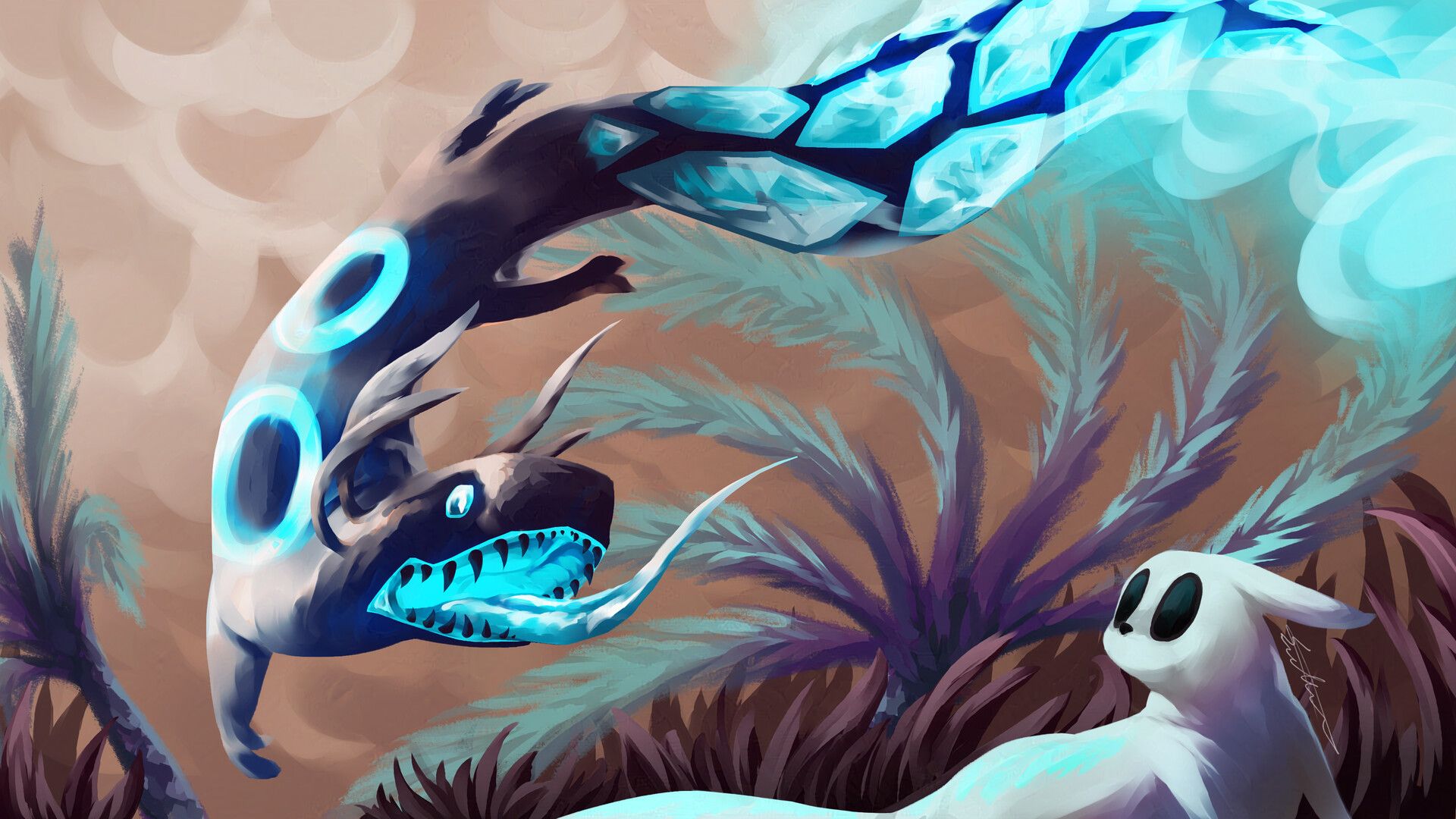 1920x1080 Cyan lizard hunts slugcat