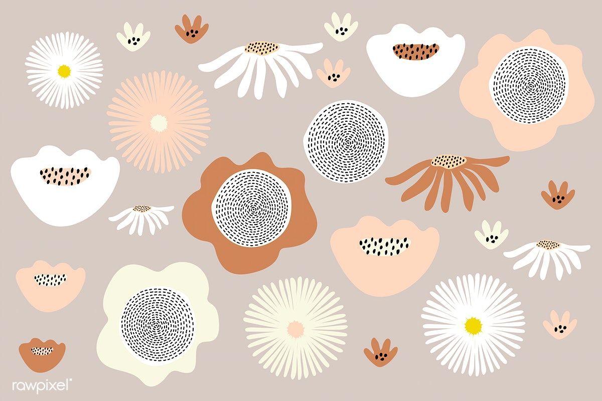 1200x800 Download premium vector of Flower elements on a brown background vector. Desktop wallpaper art, Cute background picture, Computer background picture