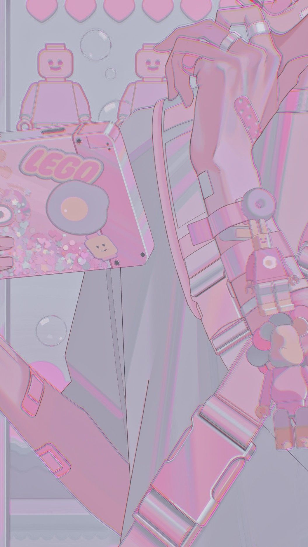 1055x1875 Soft Pink Anime Wallpaper