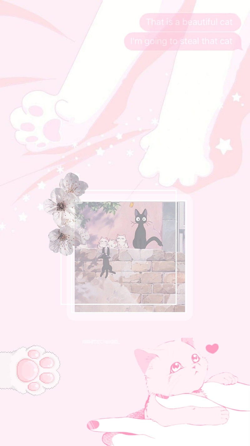800x1424 Cat. Pastel pink, Pink anime, Pink kawaii, Aesthetic Anime Cat, HD phone wallpaper