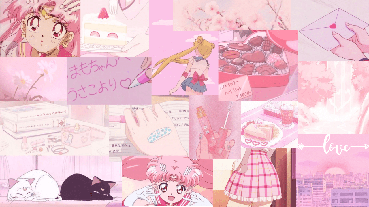 1280x720 Pink Anime Aesthetic Laptop Wallpaper