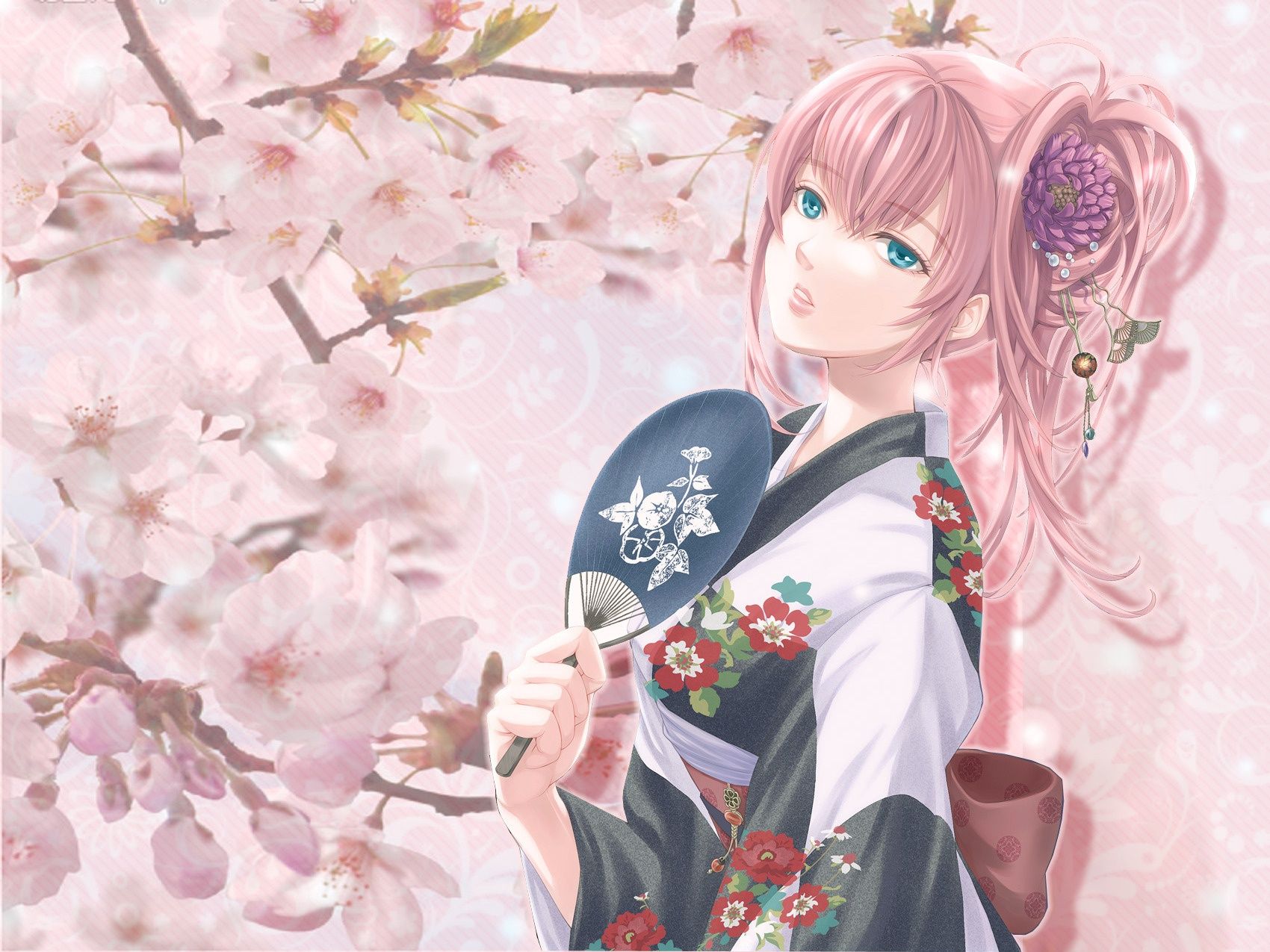 1700x1275 Wallpaper girl, spring, anime, Sakura, fan, kimono for mobile and desktop, section аниме, resolution 1700x1275