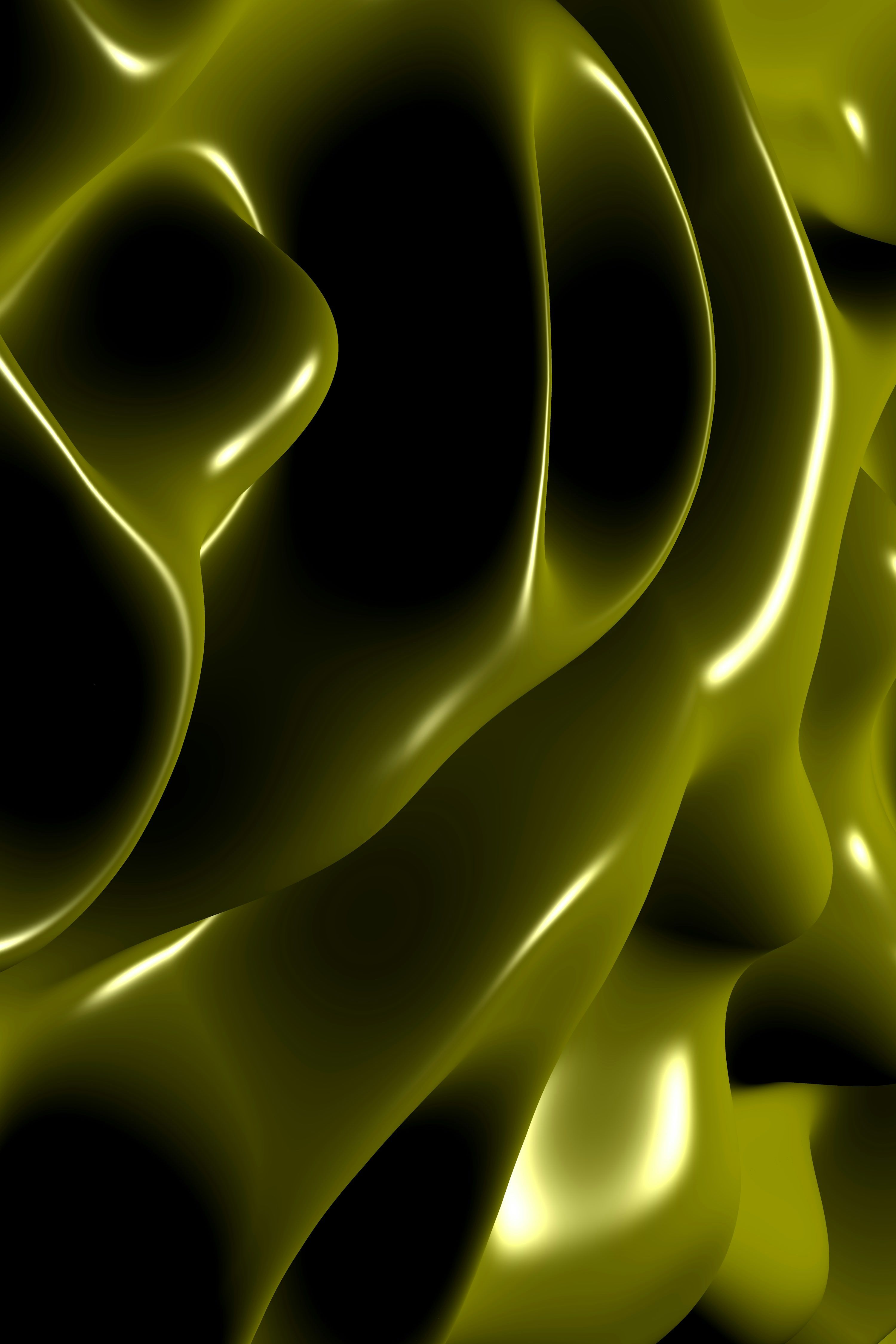 3000x4500 Abstract flowing yellow metallic liquid with dark shadows