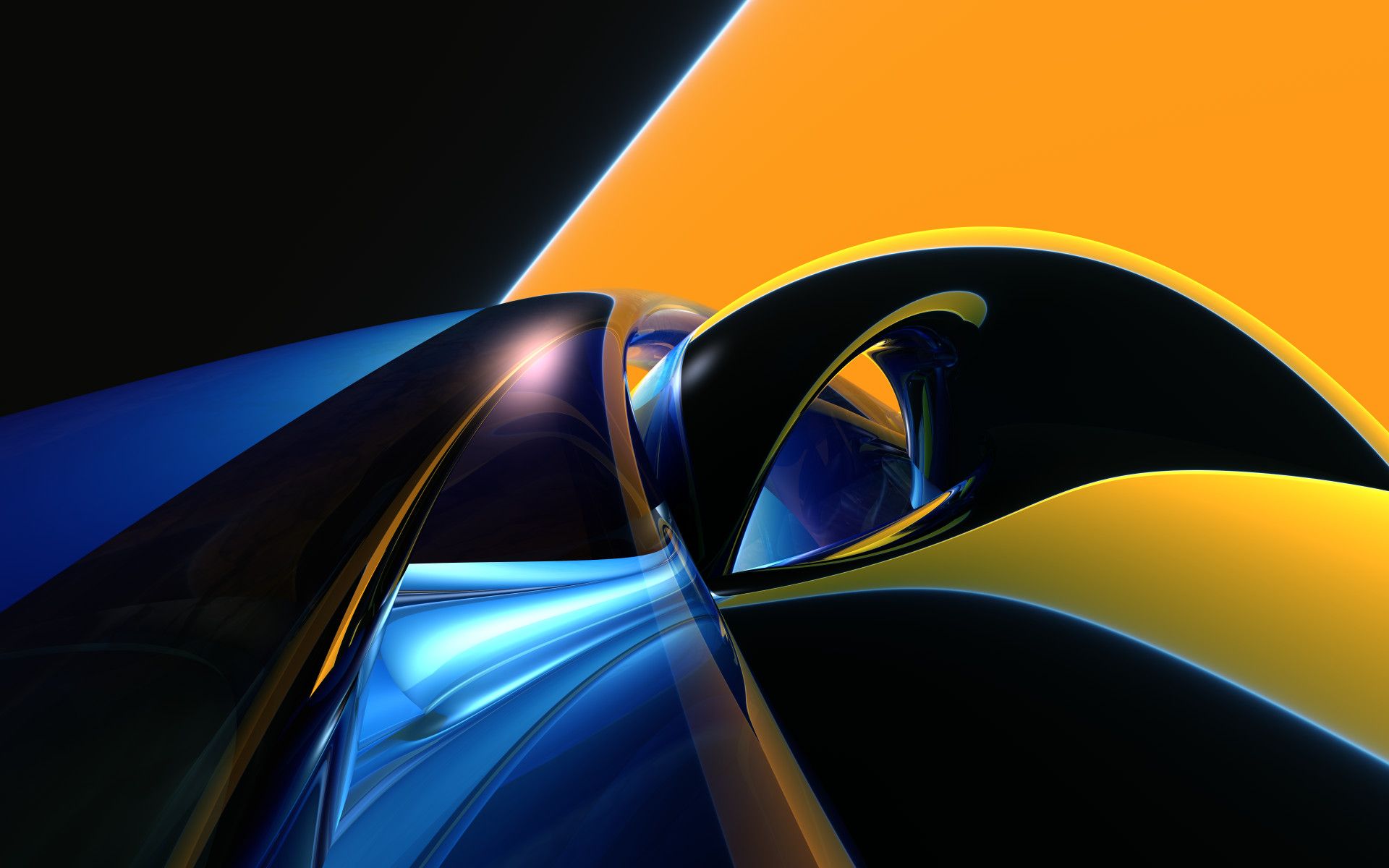 1920x1200 Abstract 3D Blue & Yellow CGI Shapes