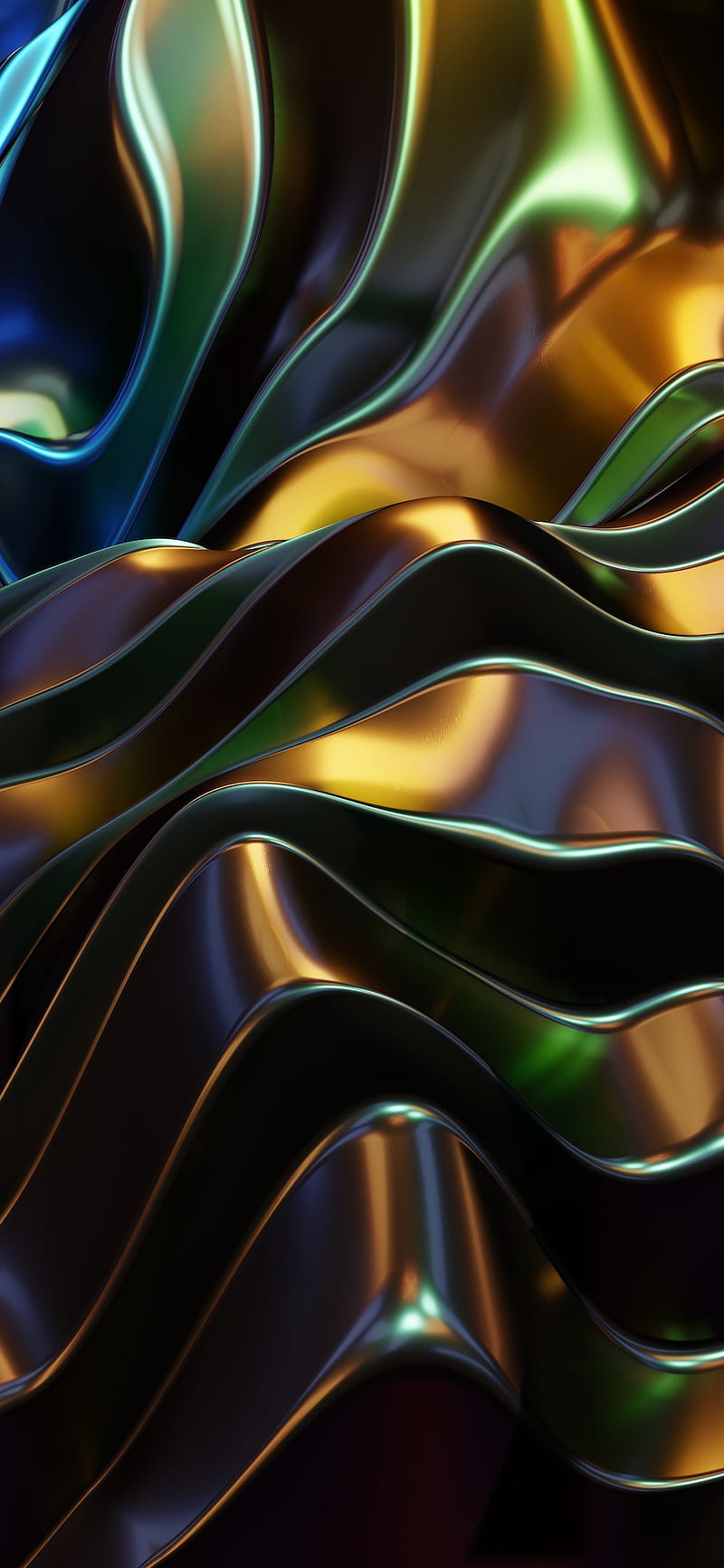 800x1731 Black yellow and green abstract painting –, Metallic Abstract, HD phone wallpaper