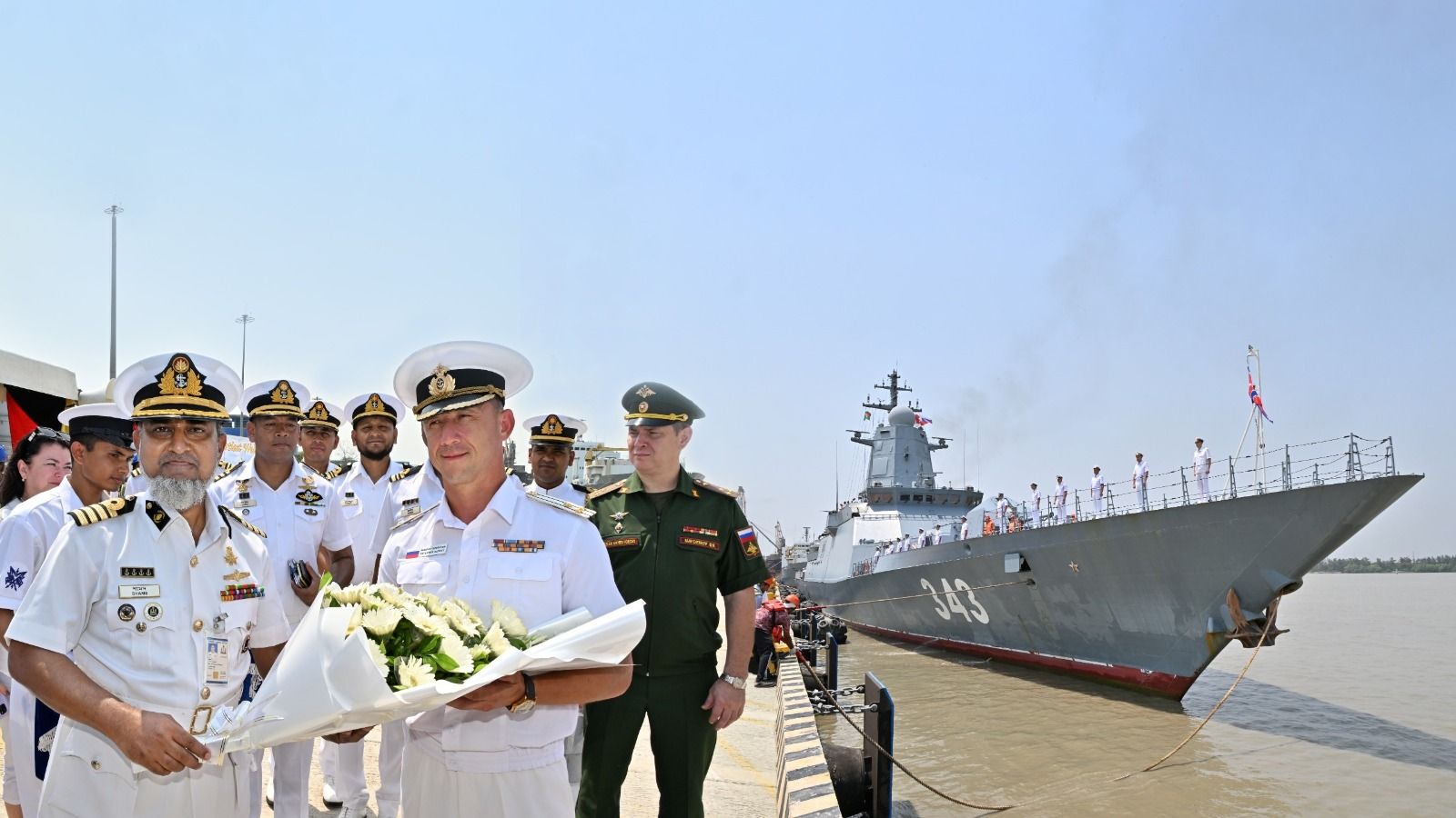 1600x900 Russian Navy warships arrive at Ctg on goodwill visit. Others. Bangladesh Sangbad Sangstha (BSS)