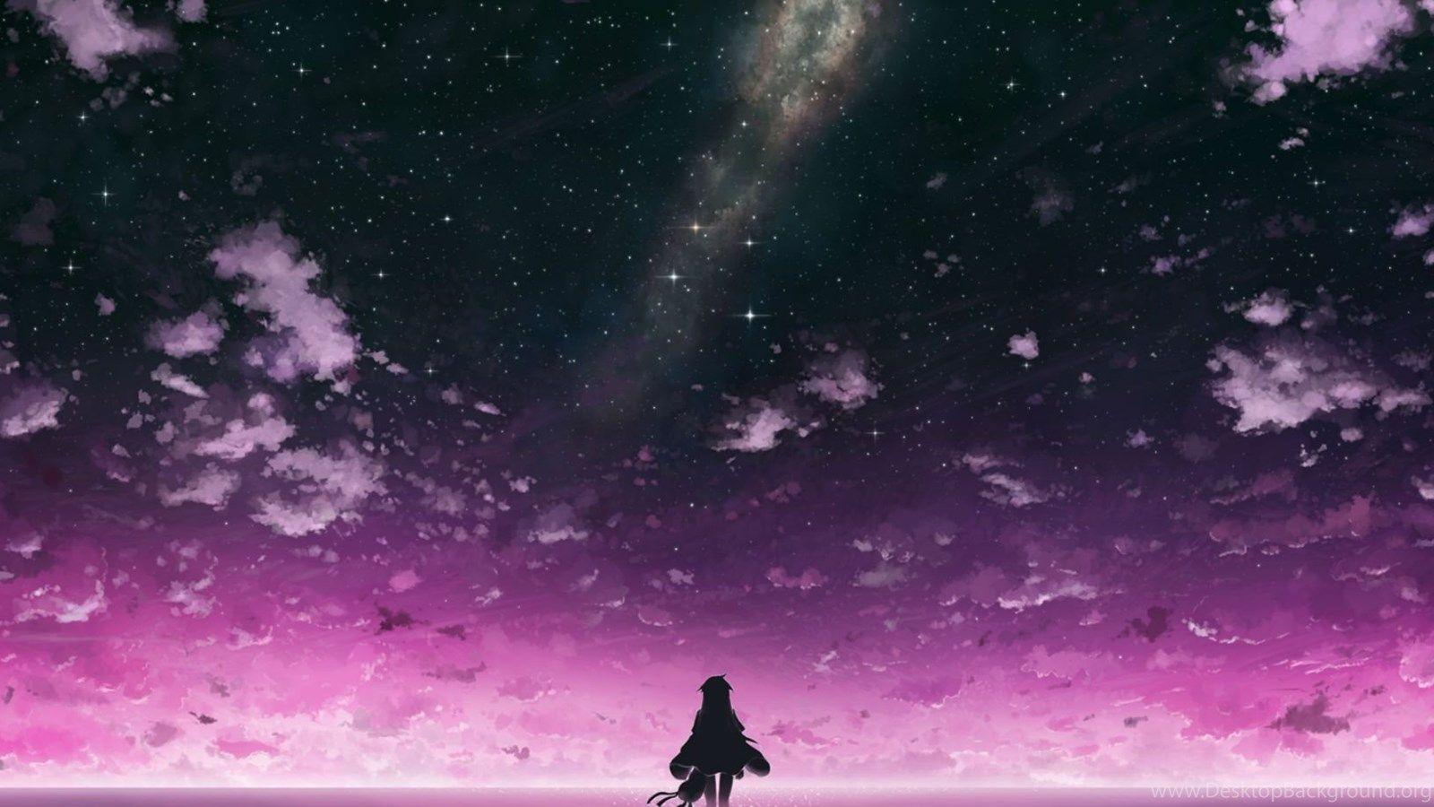 1600x900 Anime Purple Sky Computer Wallpaper, Desktop Background. Desktop Background