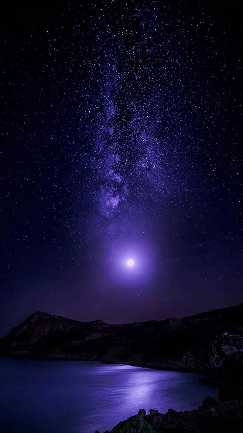 800x1422 HD purple starry night wallpaper