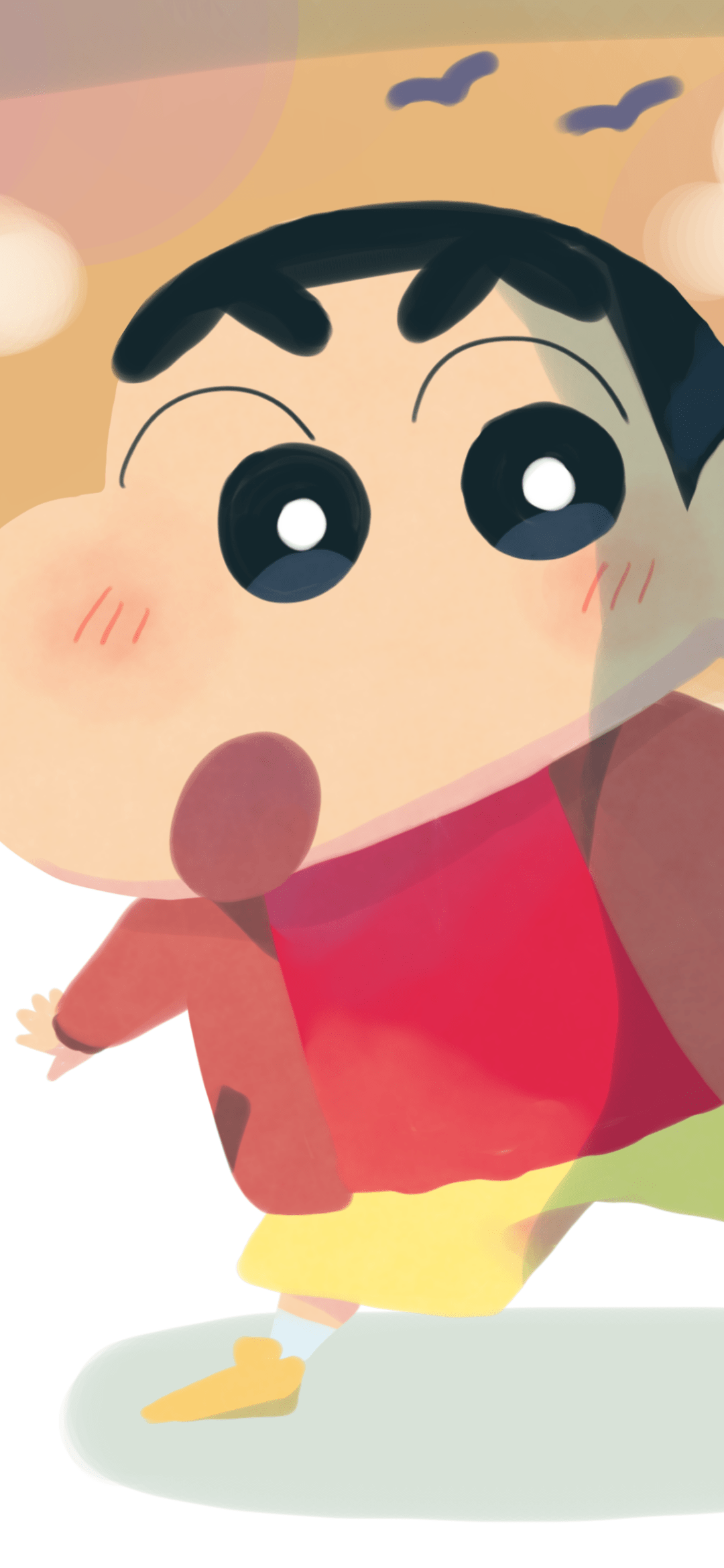 1080x2340 Crayon Shin Chan Playful Sunset Anime Phone Wallpaper