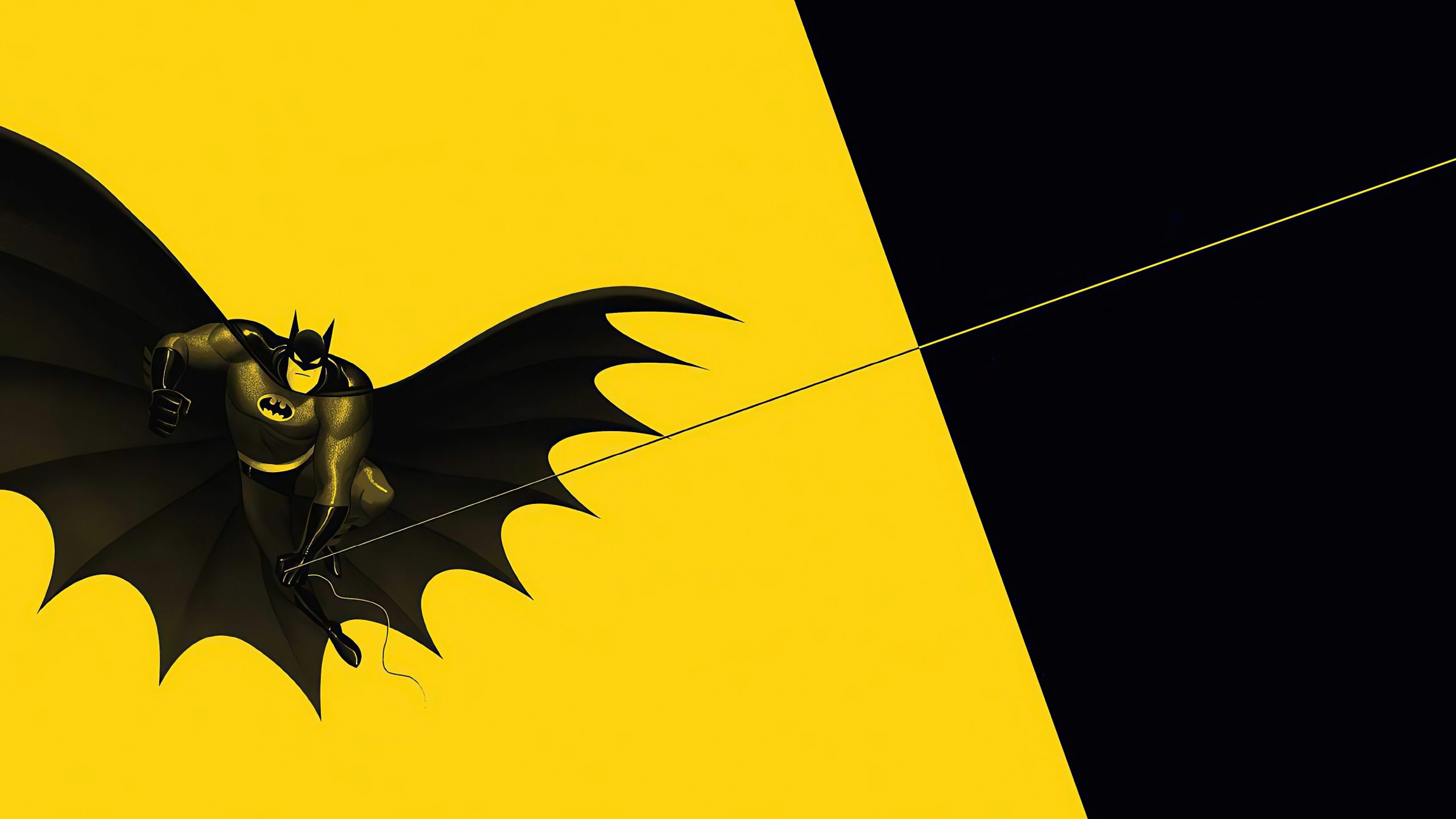 2560x1440 Batman Wallpaper 4K, Minimal art, Yellow background